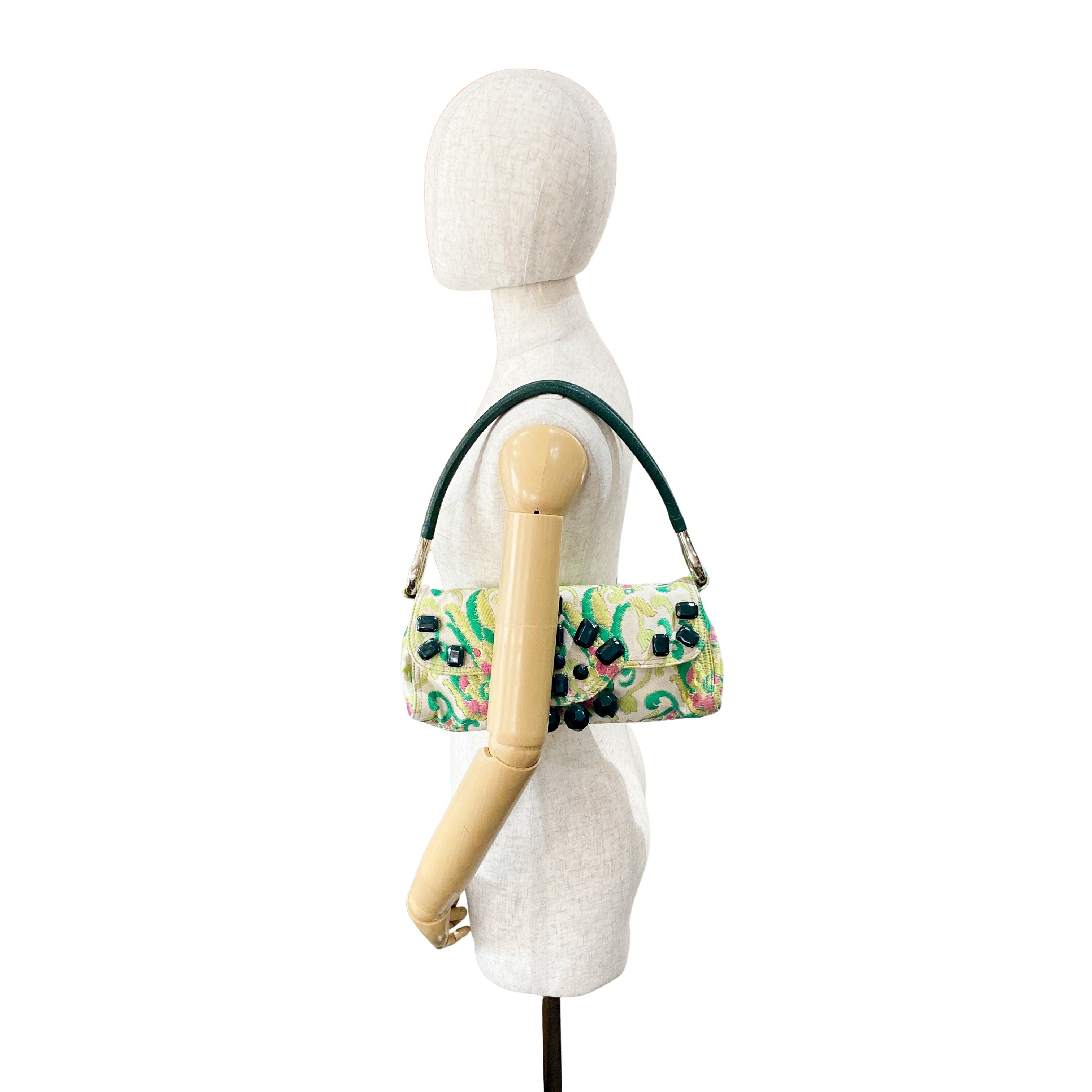 Multi-colour Cotton Jeweled Embroidered Shoulder Bag