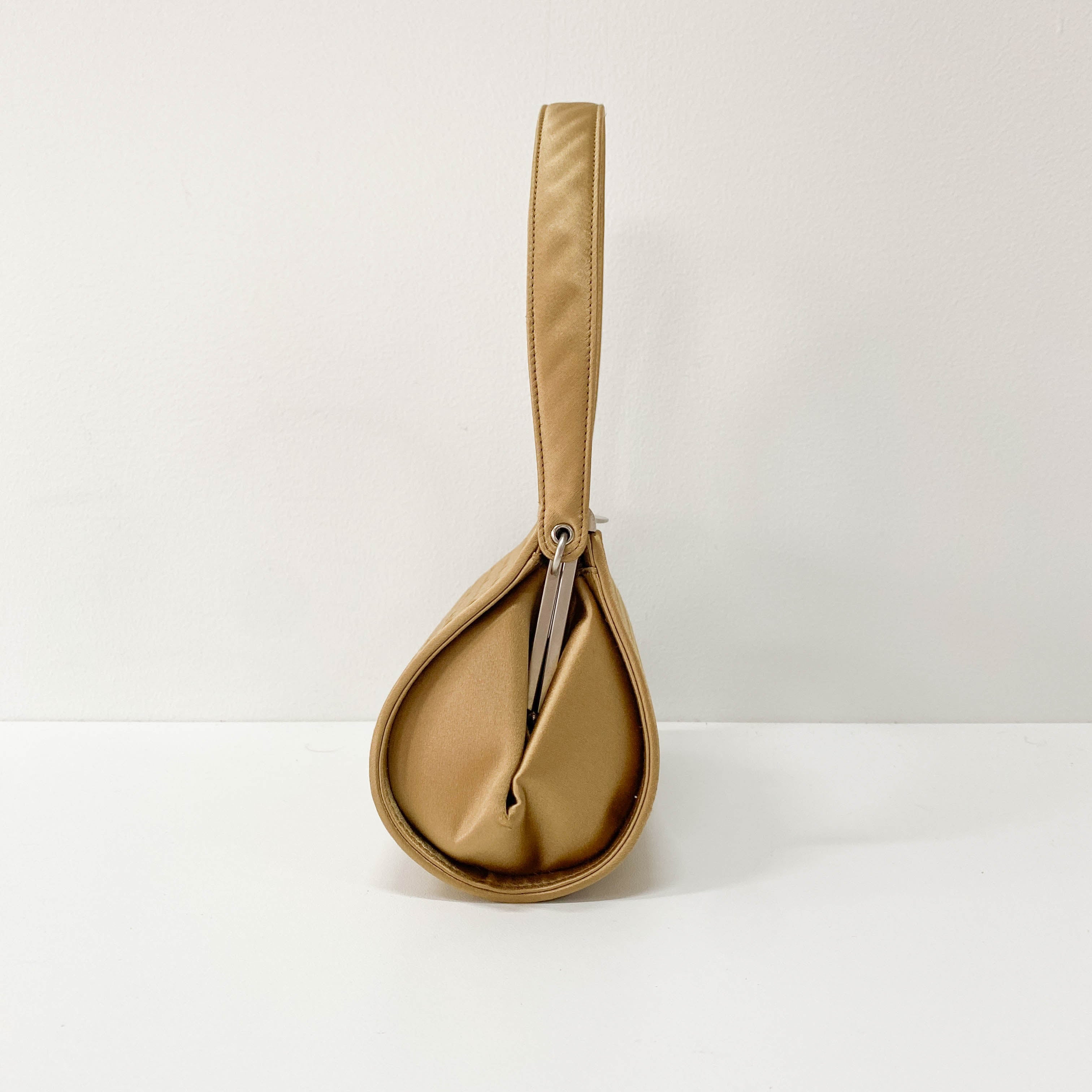 Gold Satin Intrecciato Top Handle Bag