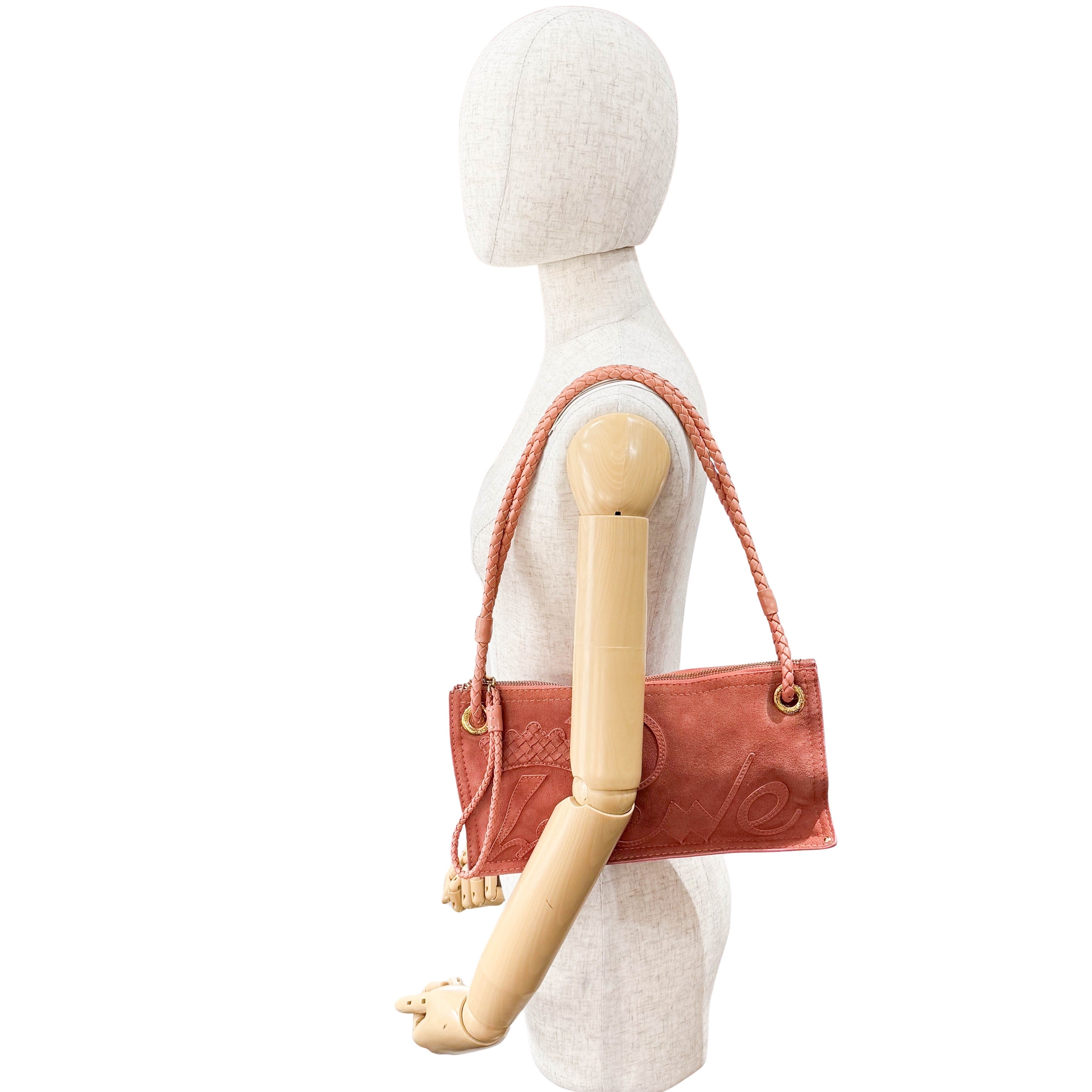 LOEWE Pink Suede Loewe Logo Shoulder Bag – HIVE PRELOVED