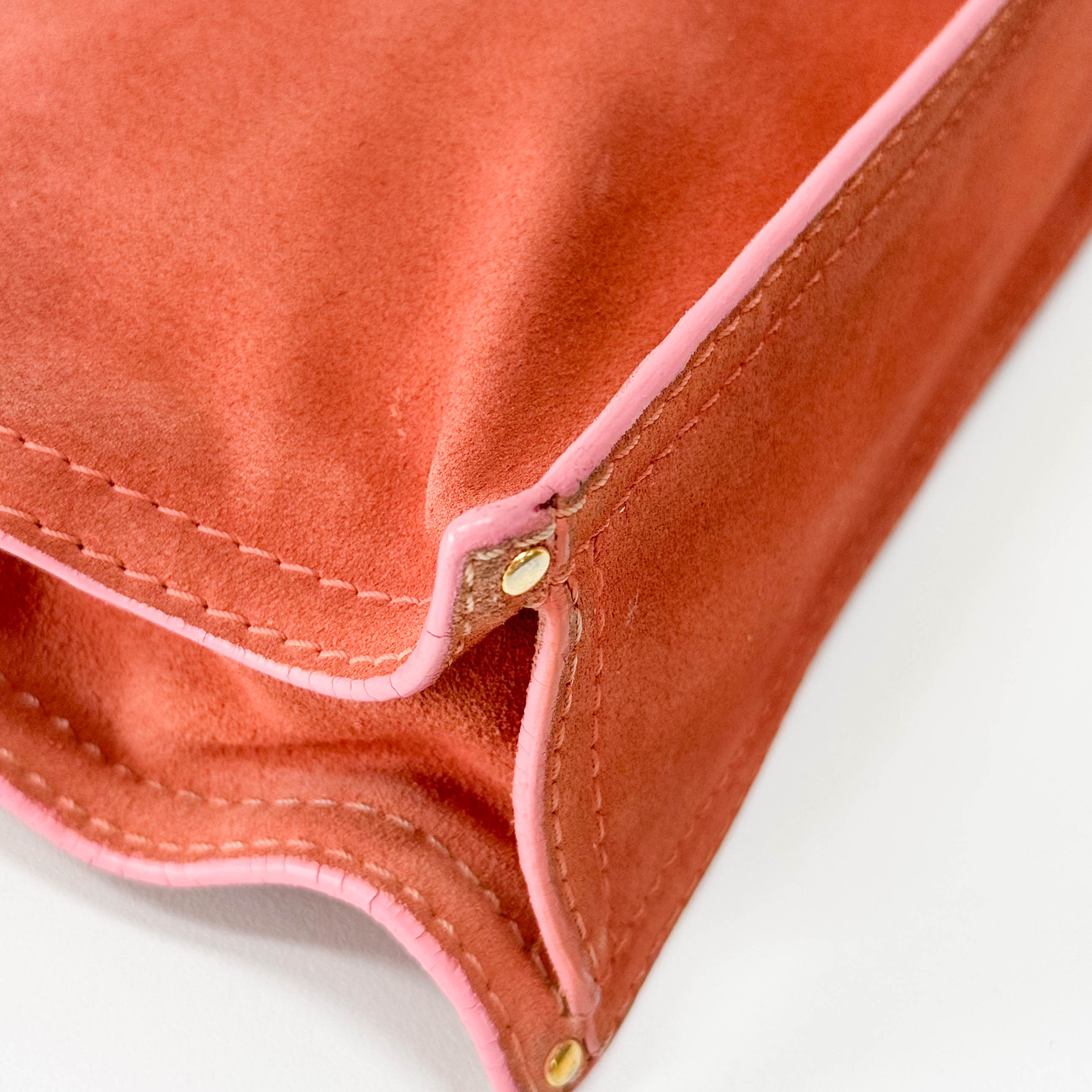 Pink Suede Loewe Logo Shoulder Bag