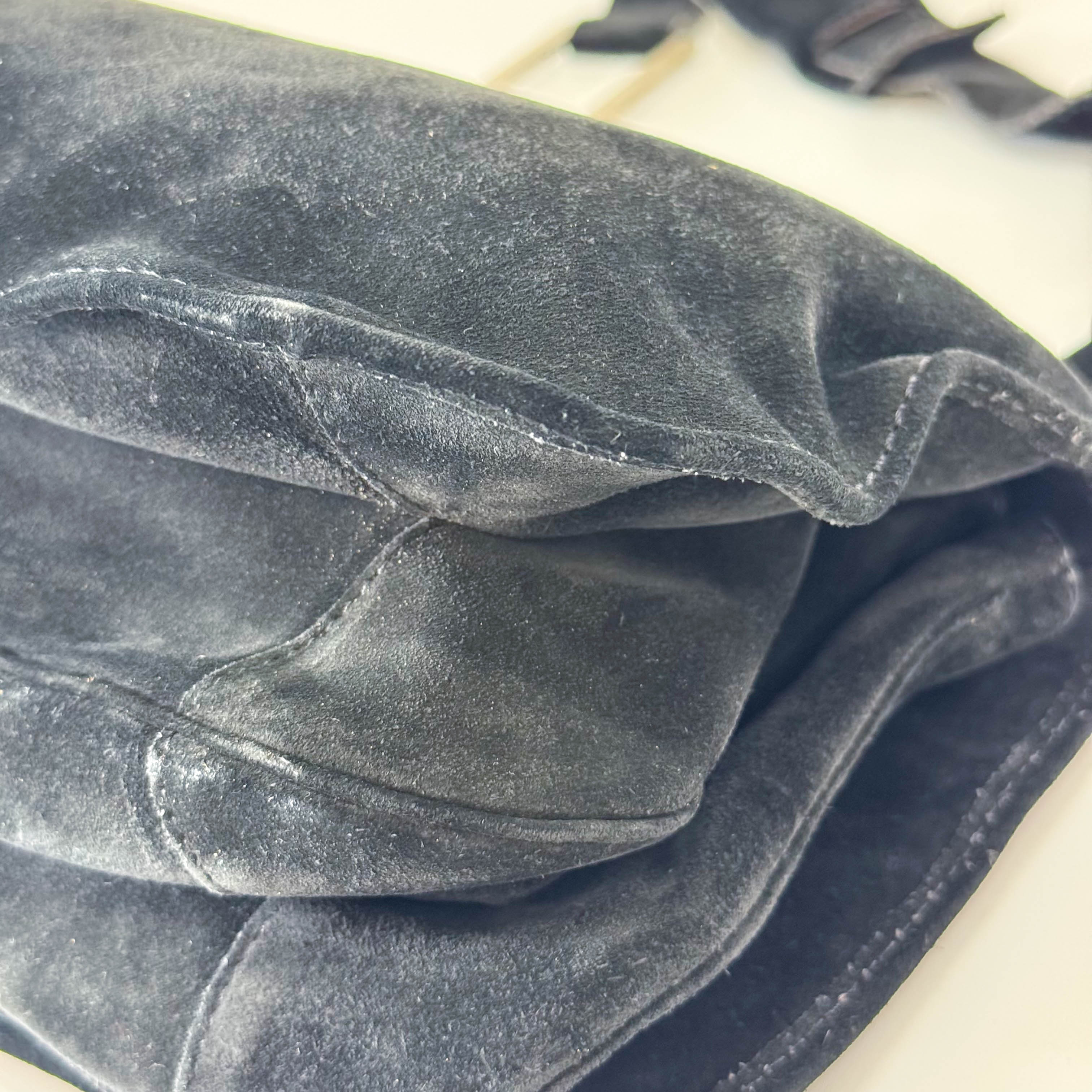 Black Suede Flap Shoulder Bag