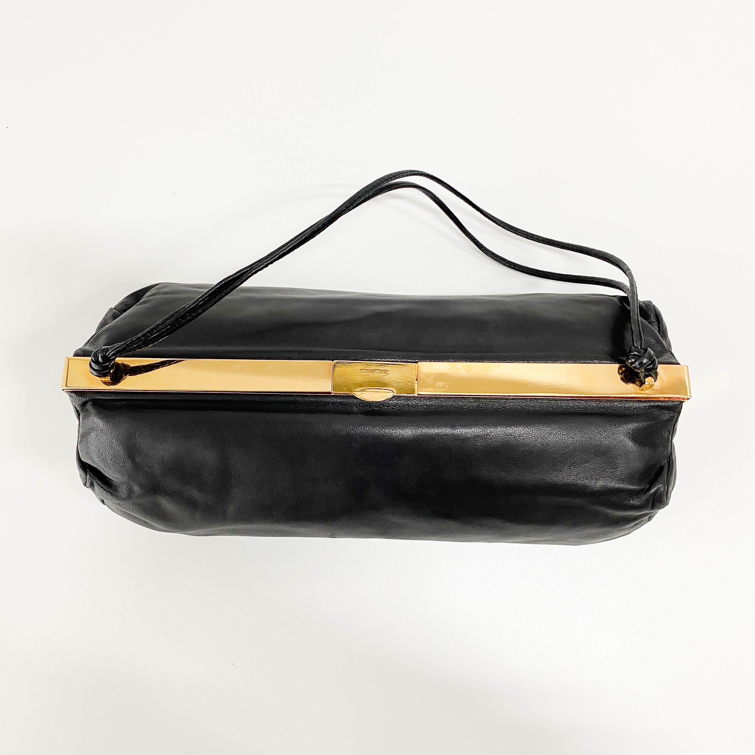 Black Nappa Leather Clutch Shoulder Bag