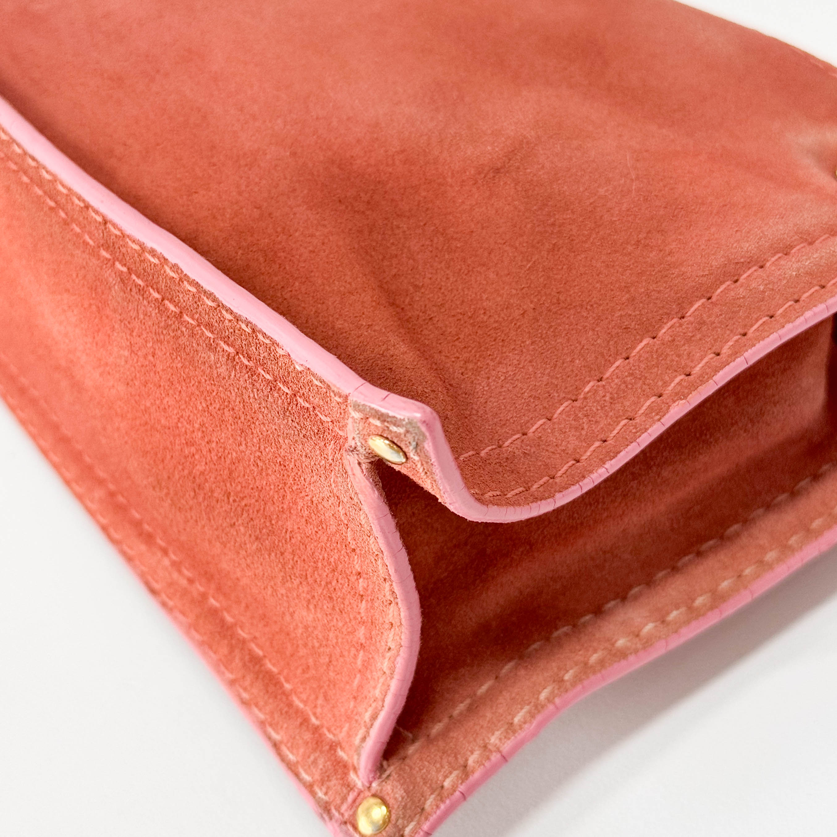 Pink Suede Loewe Logo Shoulder Bag