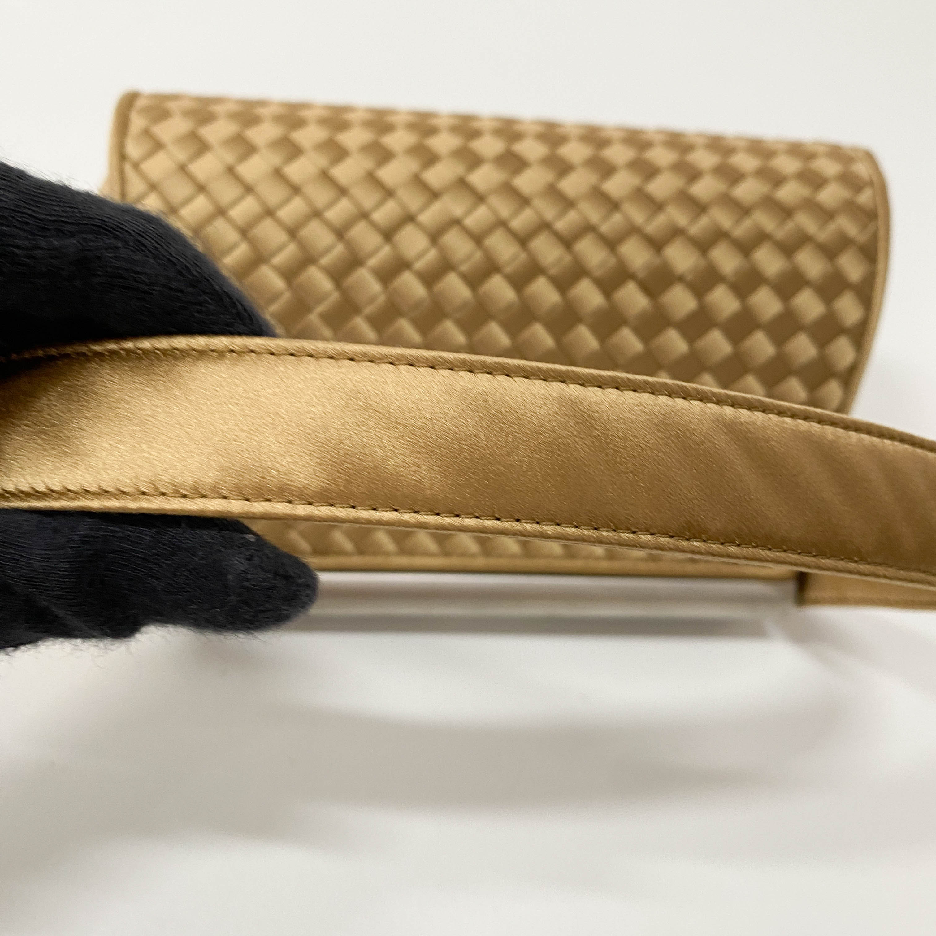 Gold Satin Intrecciato Top Handle Bag