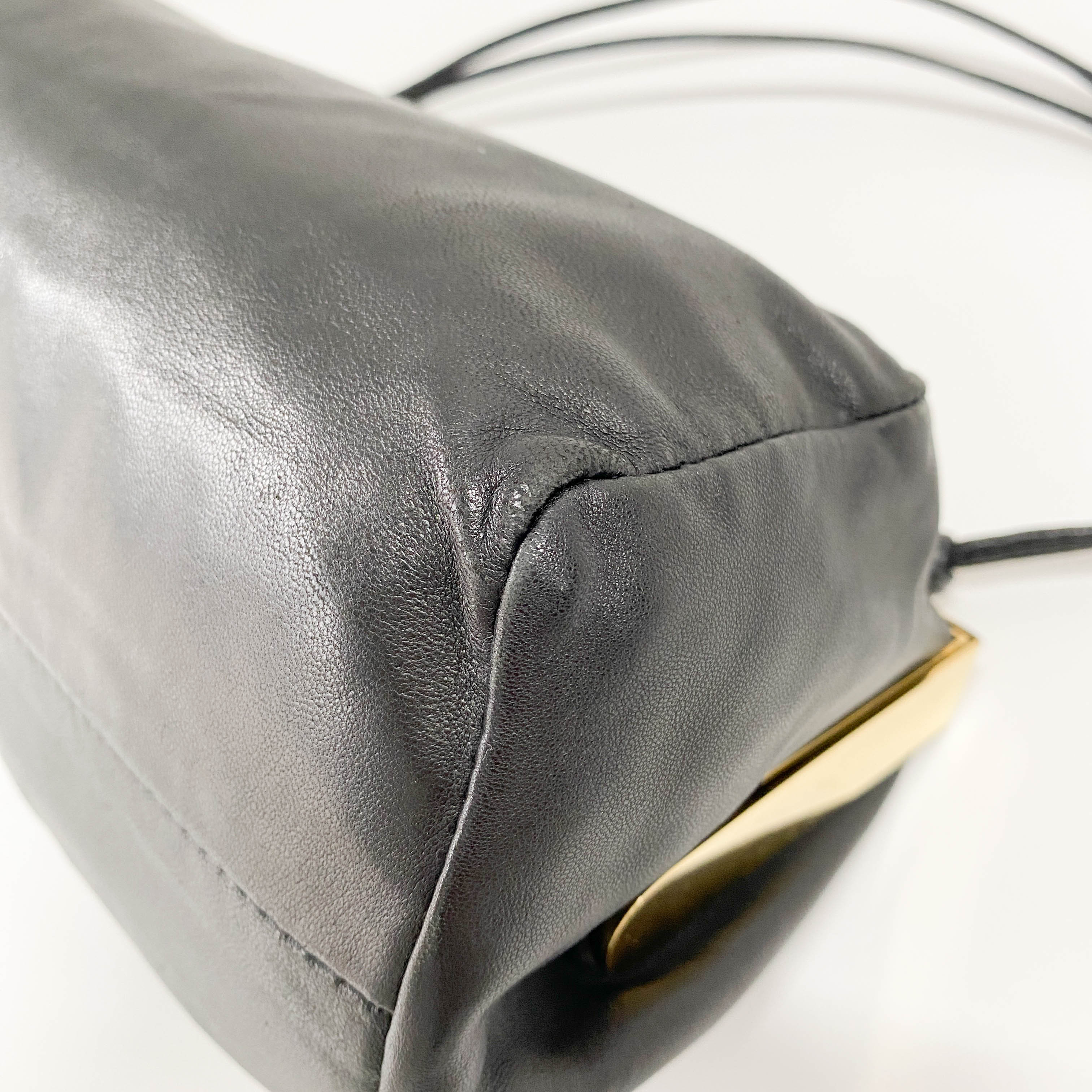 Black Nappa Leather Clutch Shoulder Bag