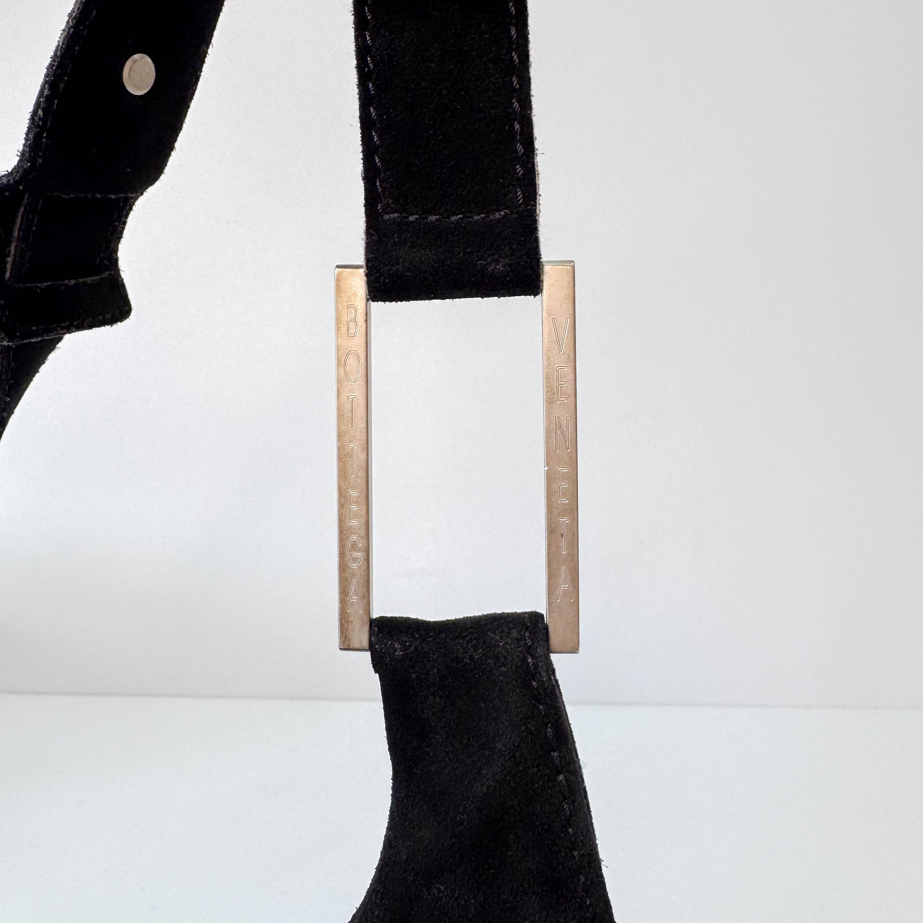 Black Suede Flap Shoulder Bag