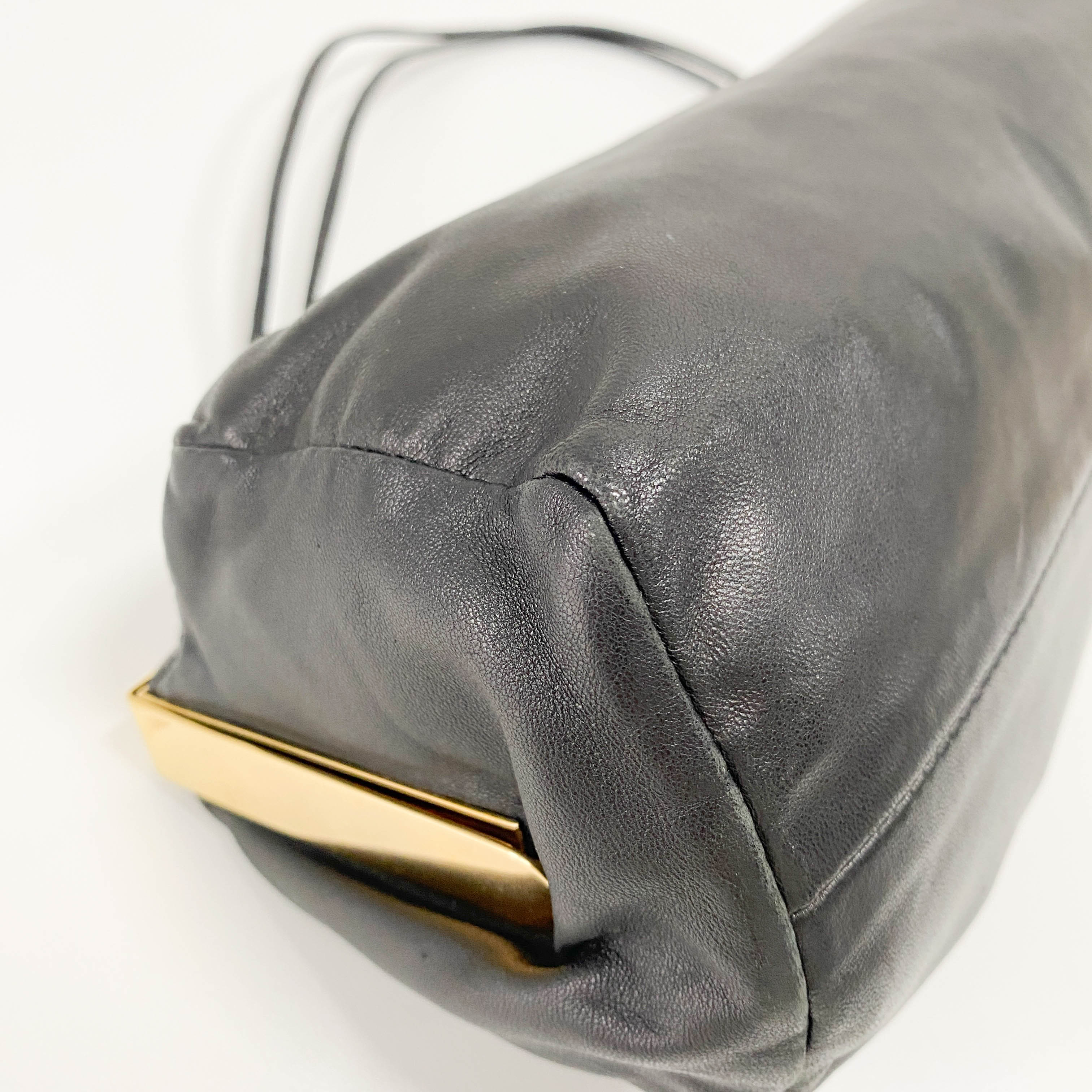 Black Nappa Leather Clutch Shoulder Bag