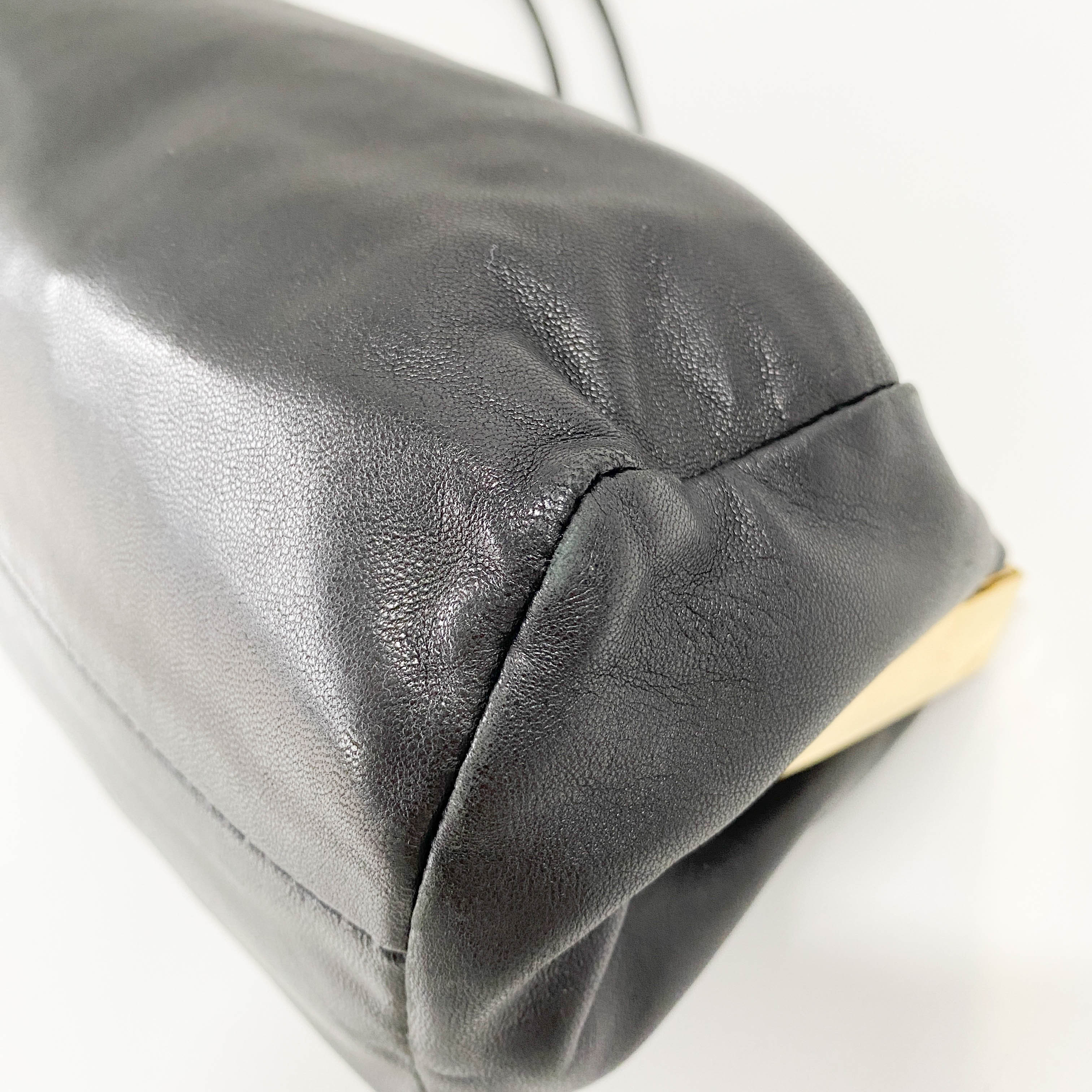 Black Nappa Leather Clutch Shoulder Bag