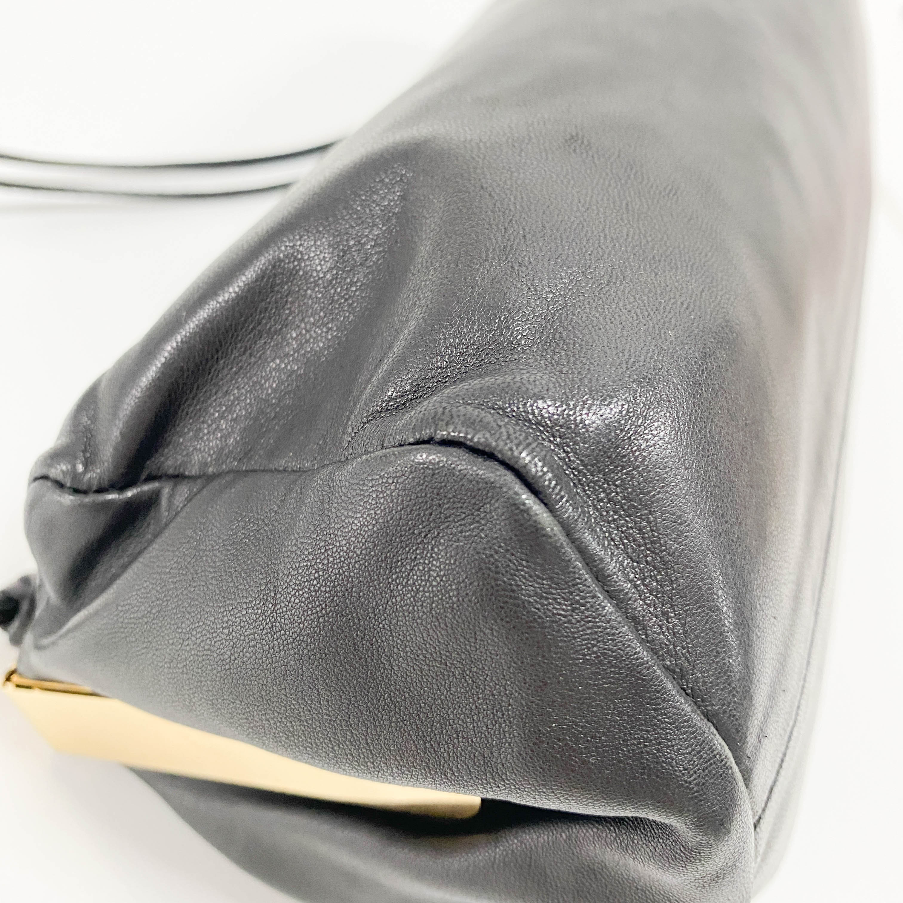 Black Nappa Leather Clutch Shoulder Bag