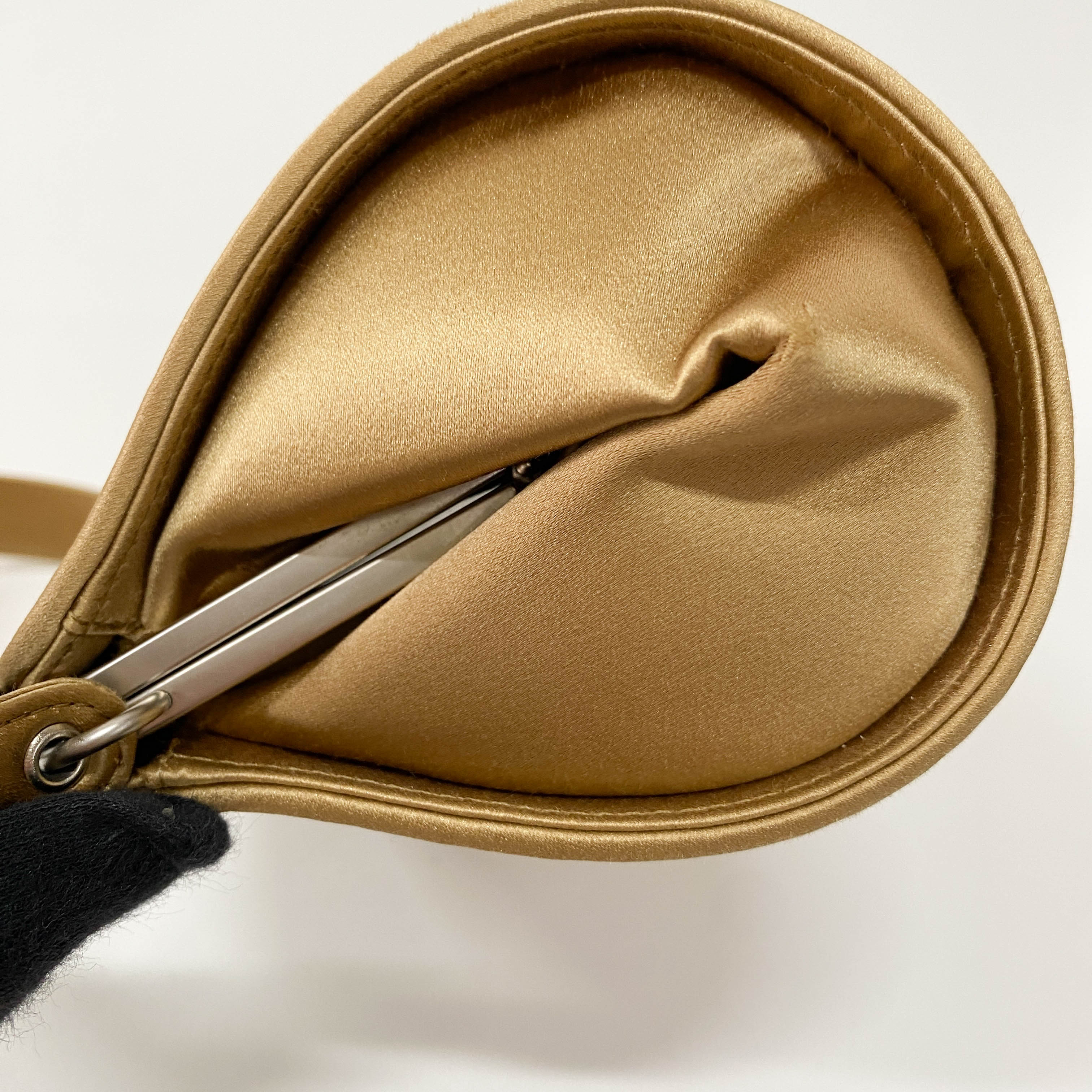 Gold Satin Intrecciato Top Handle Bag