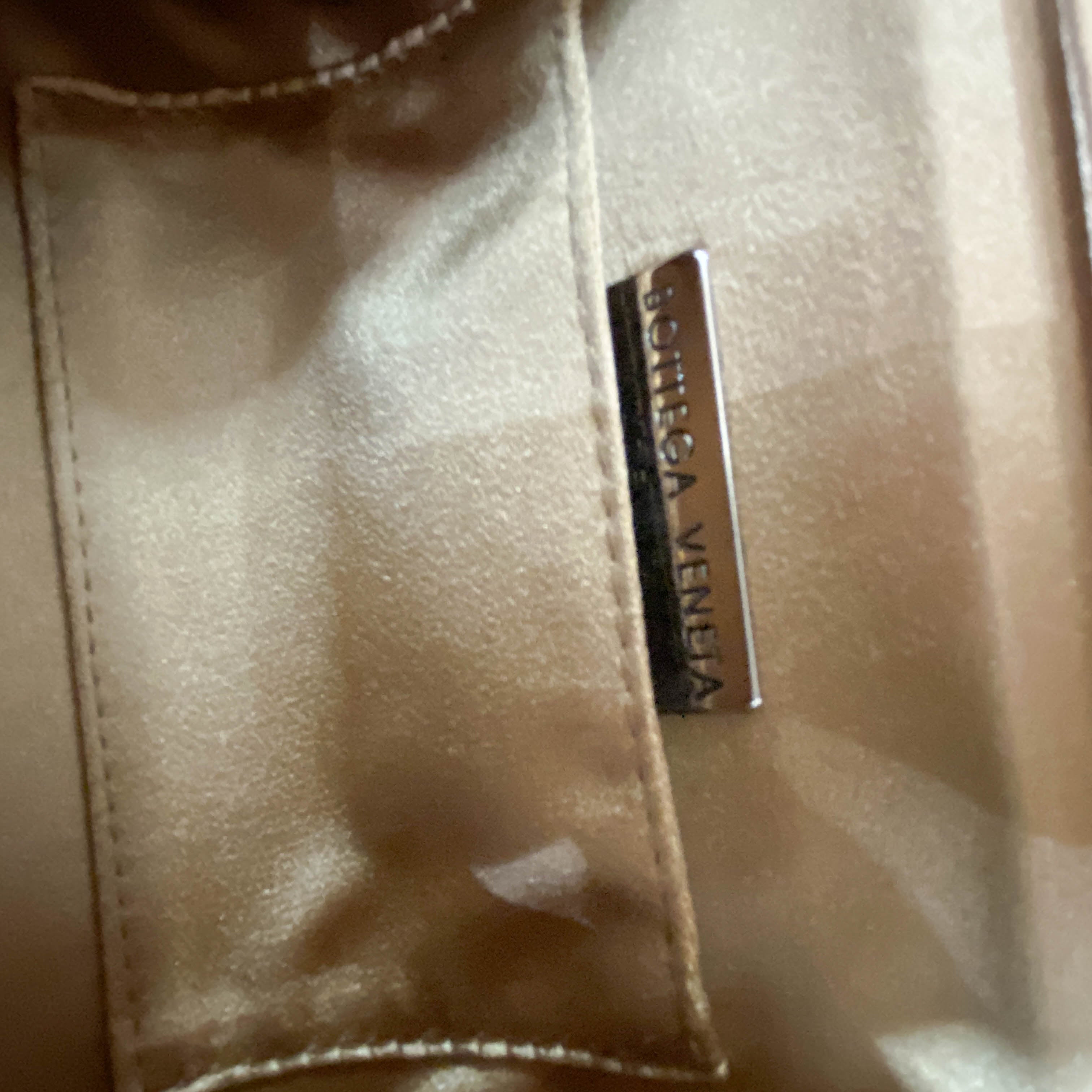 Gold Satin Intrecciato Top Handle Bag