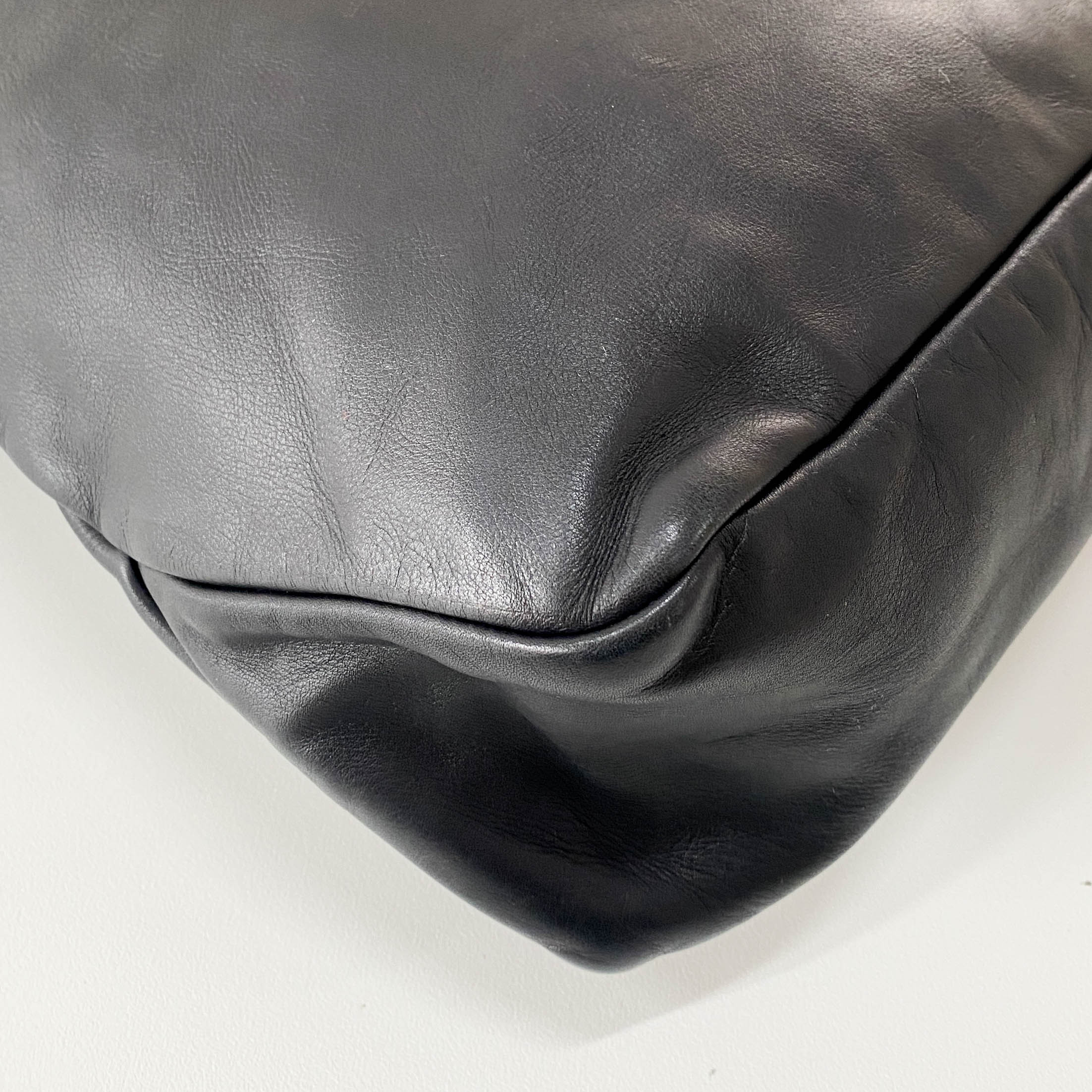 Horsebit Black Leather Hobo Shoulder Bag