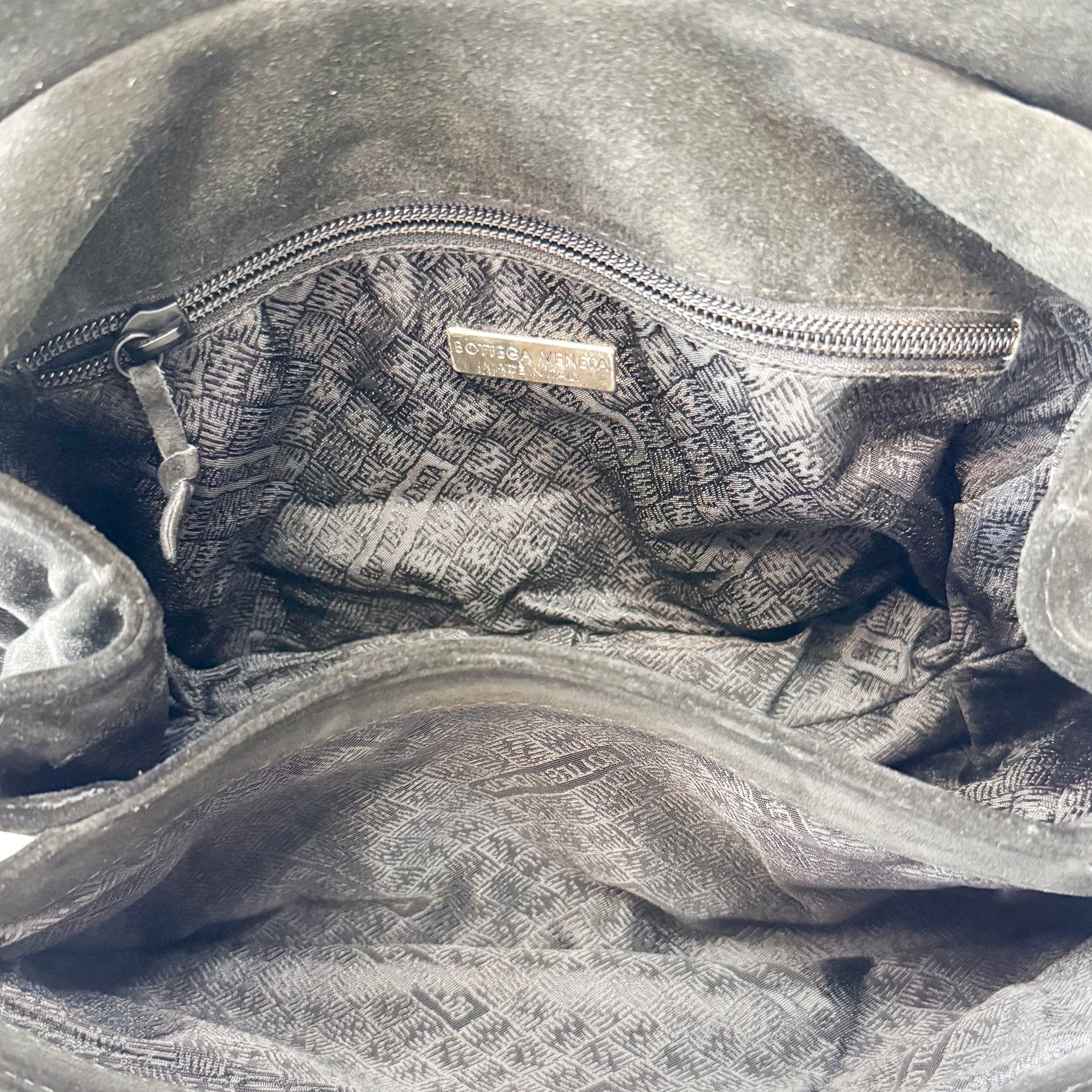 Black Suede Flap Shoulder Bag