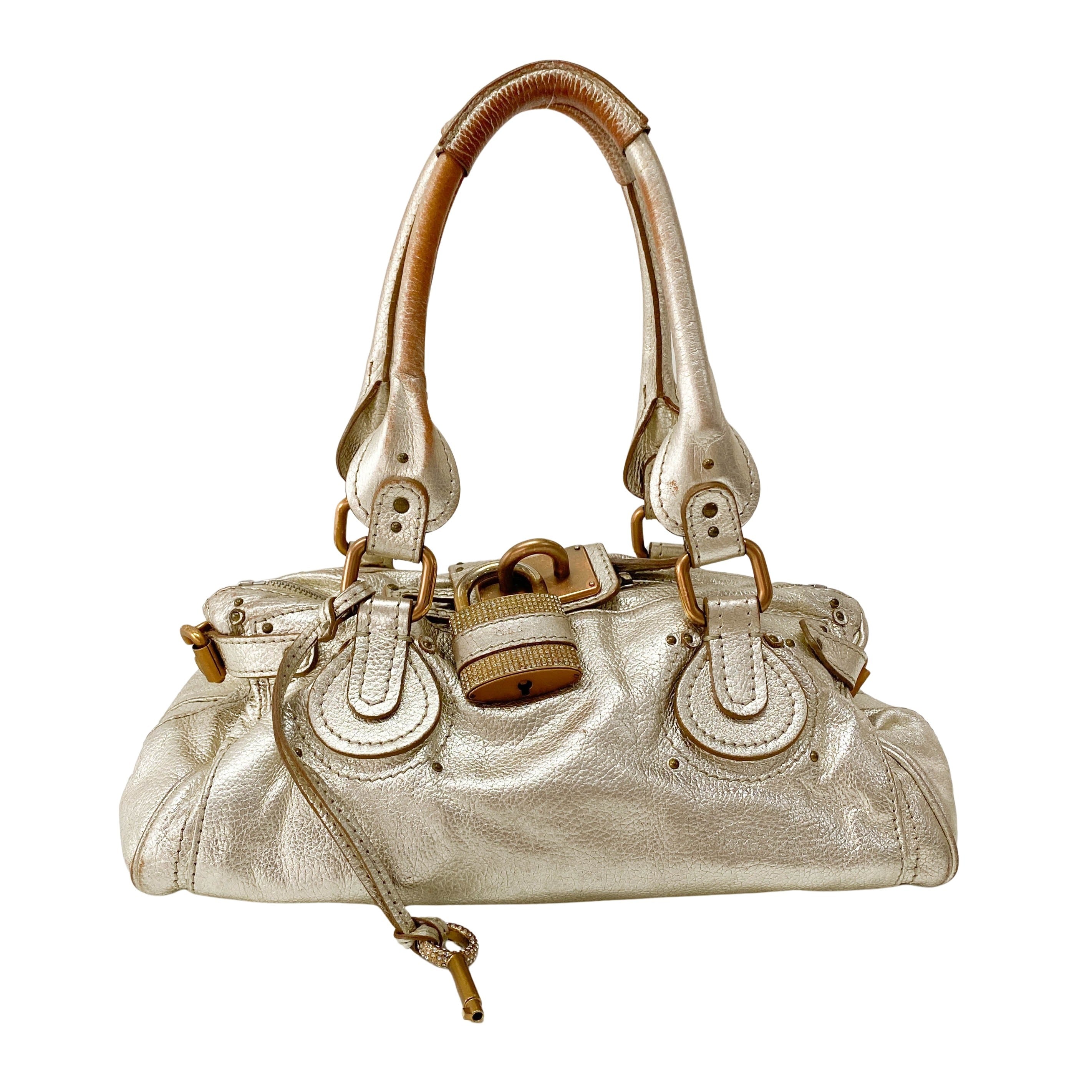 Gold Paddington Rhinestone Shoulder Bag