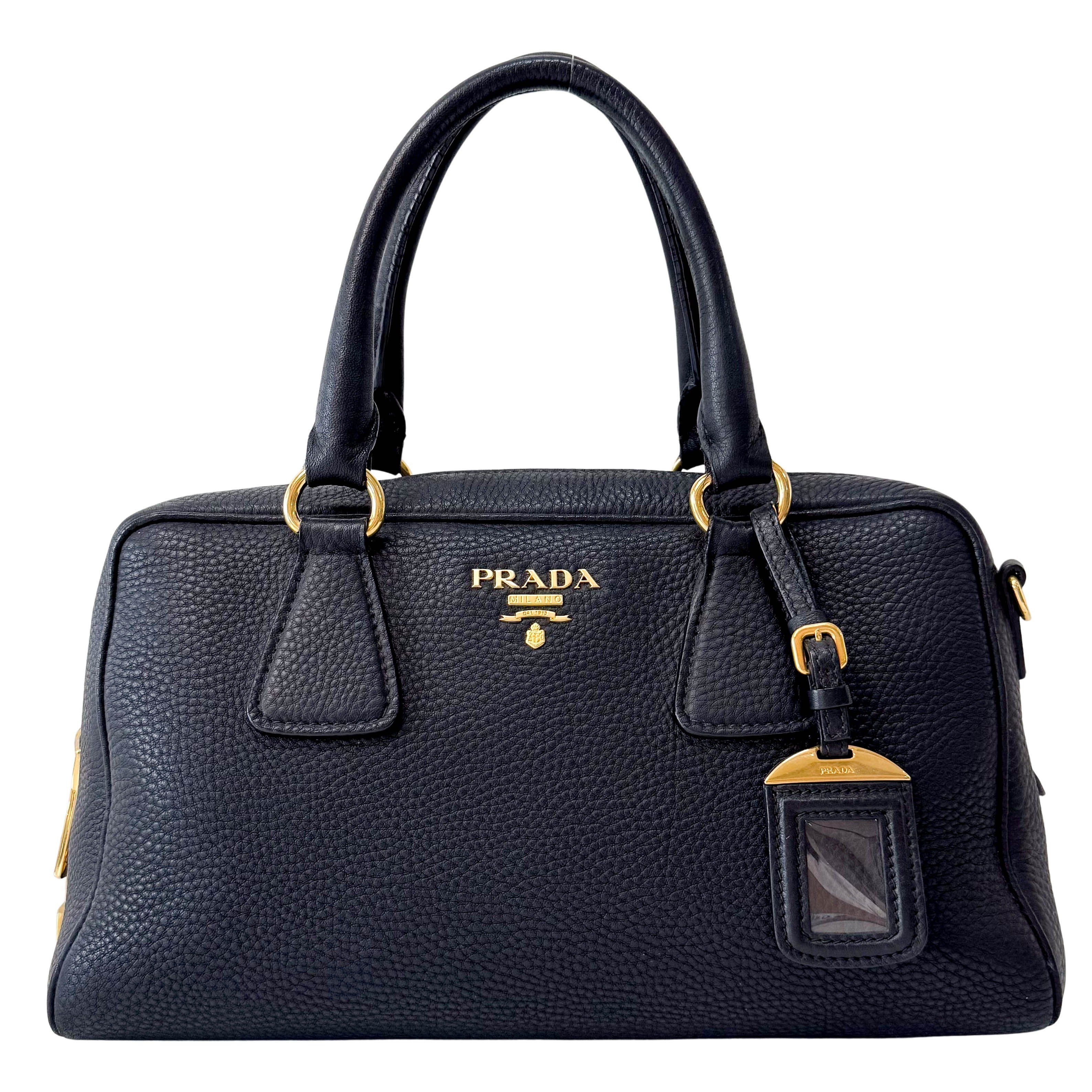 Black Leather Boston Bag