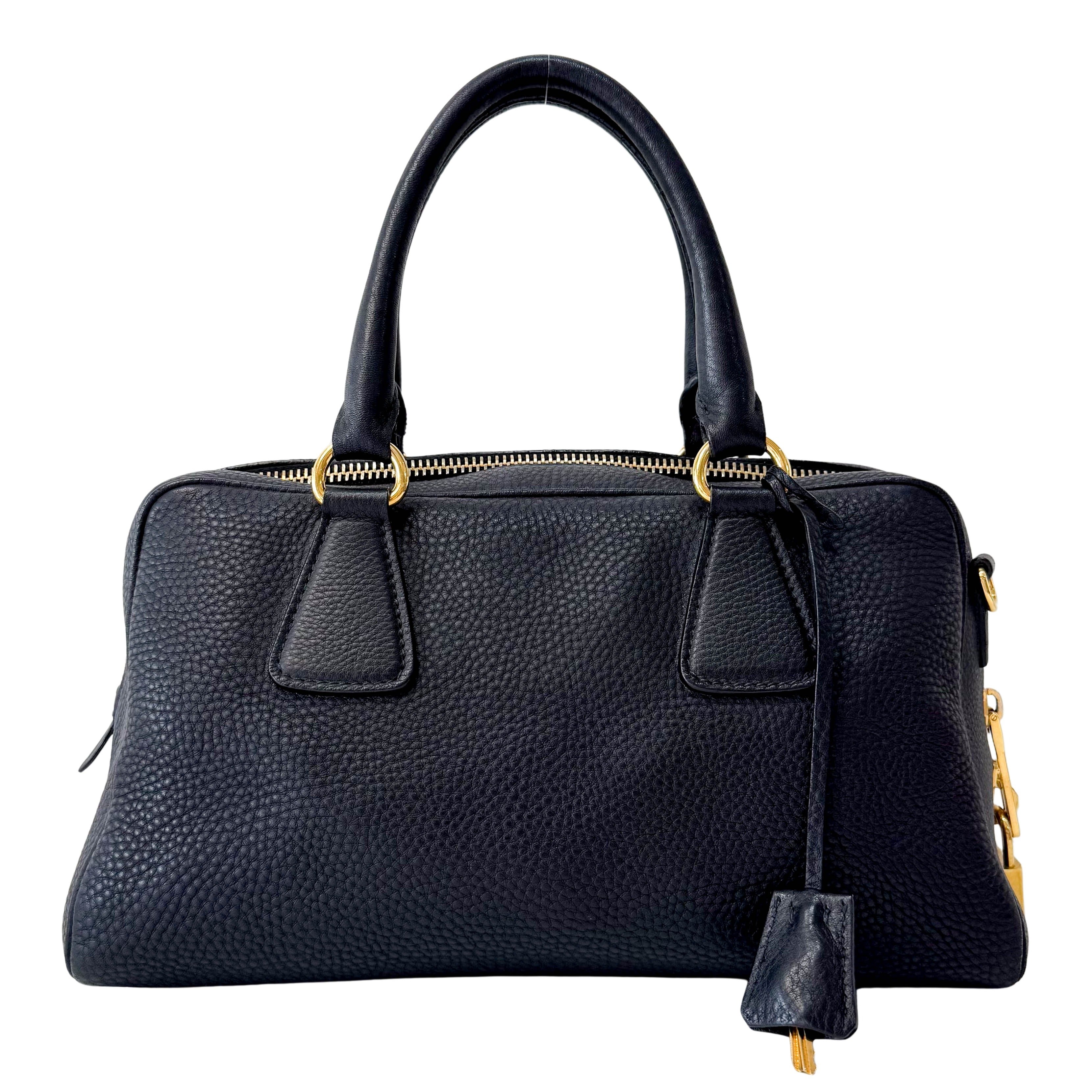 Black Leather Boston Bag