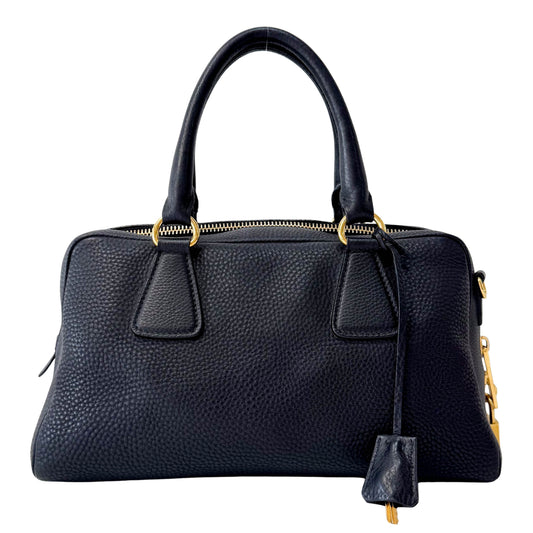 Black Leather Boston Bag
