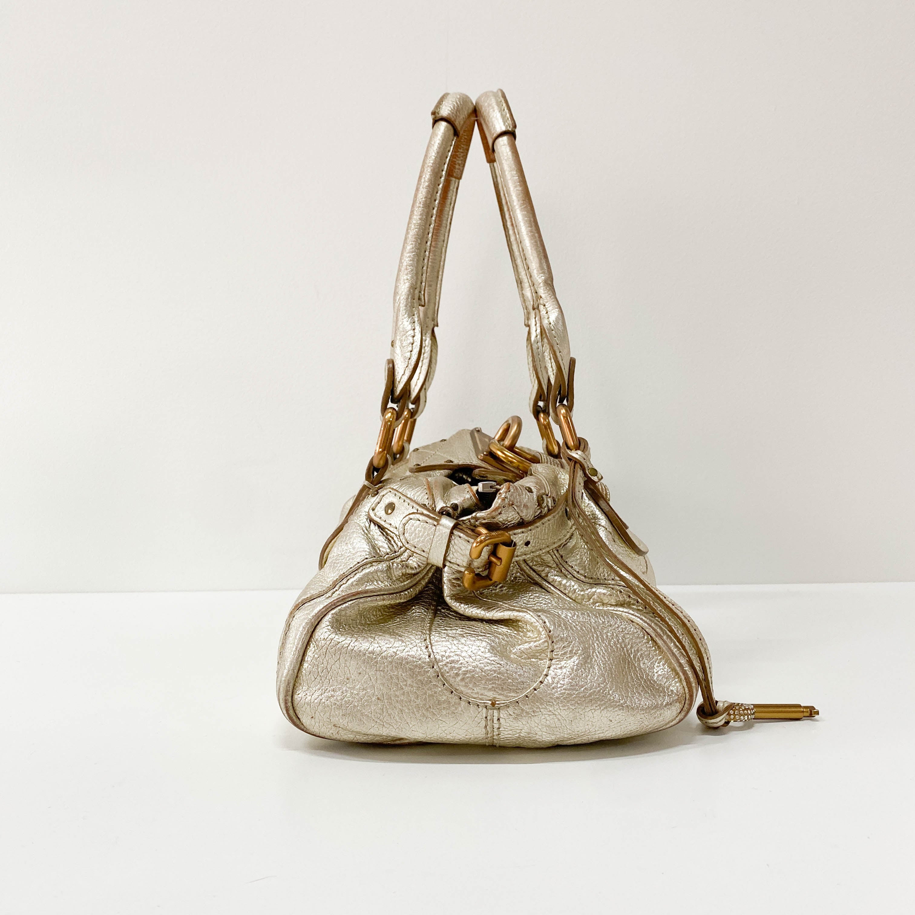 Gold Paddington Rhinestone Shoulder Bag