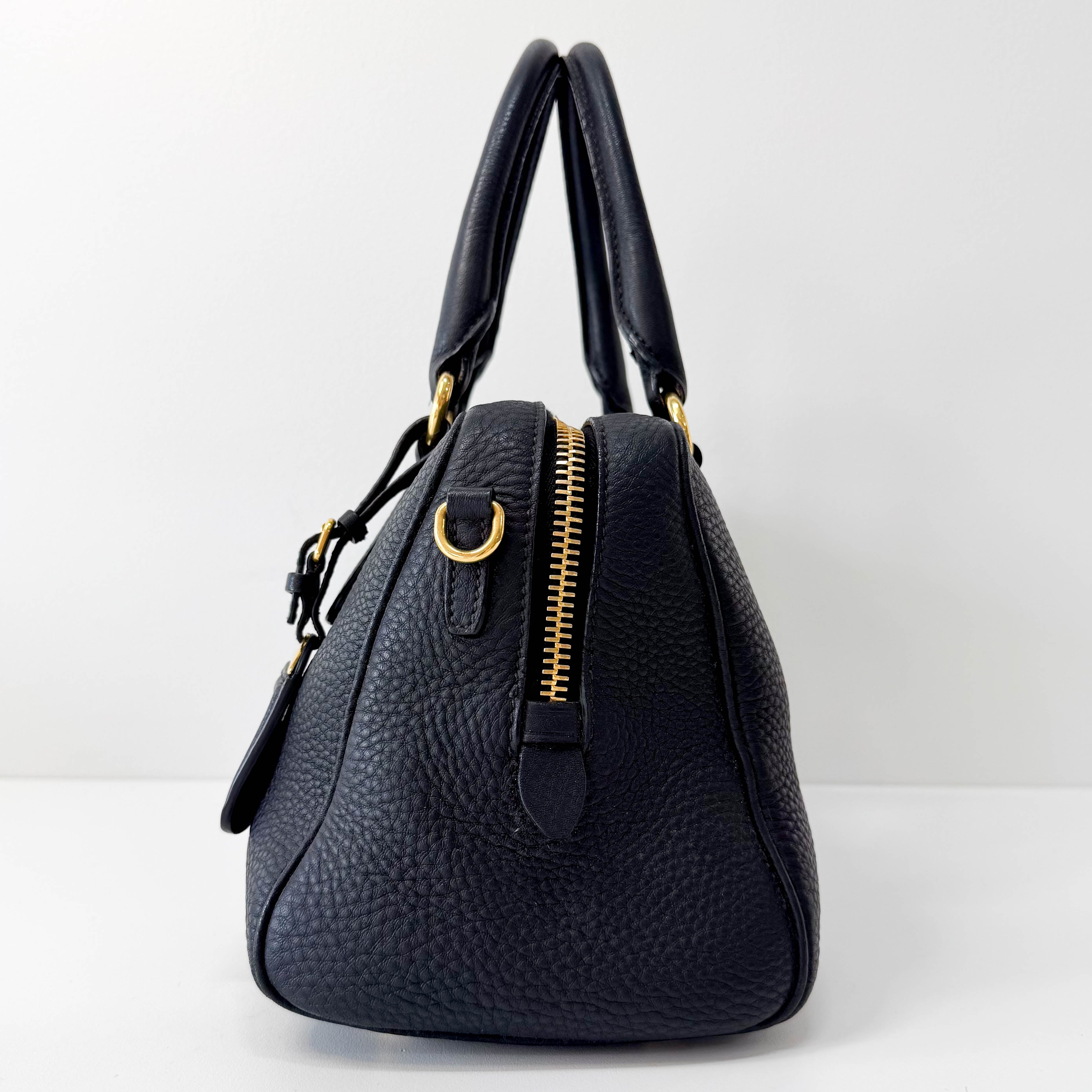 Black Leather Boston Bag