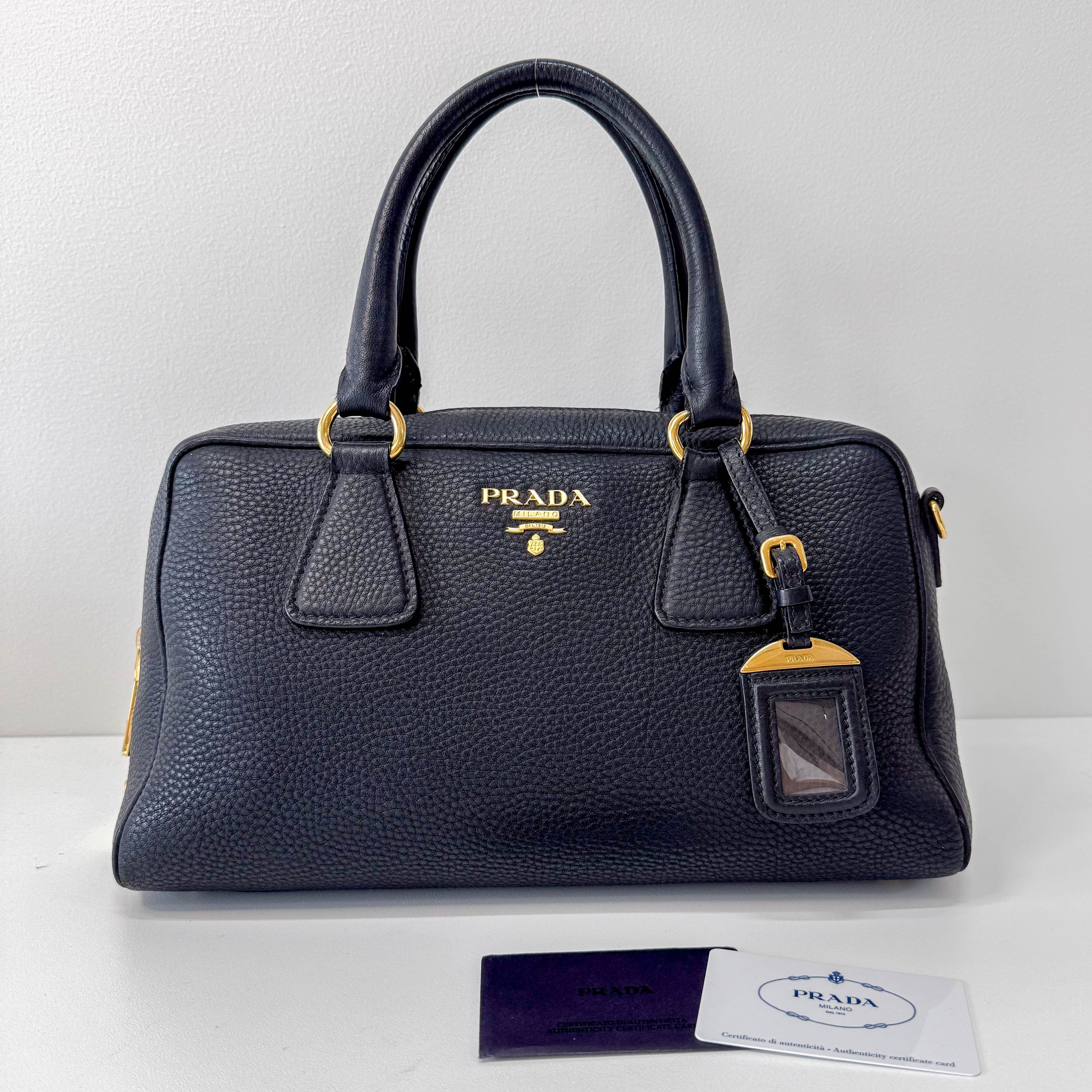 Black Leather Boston Bag