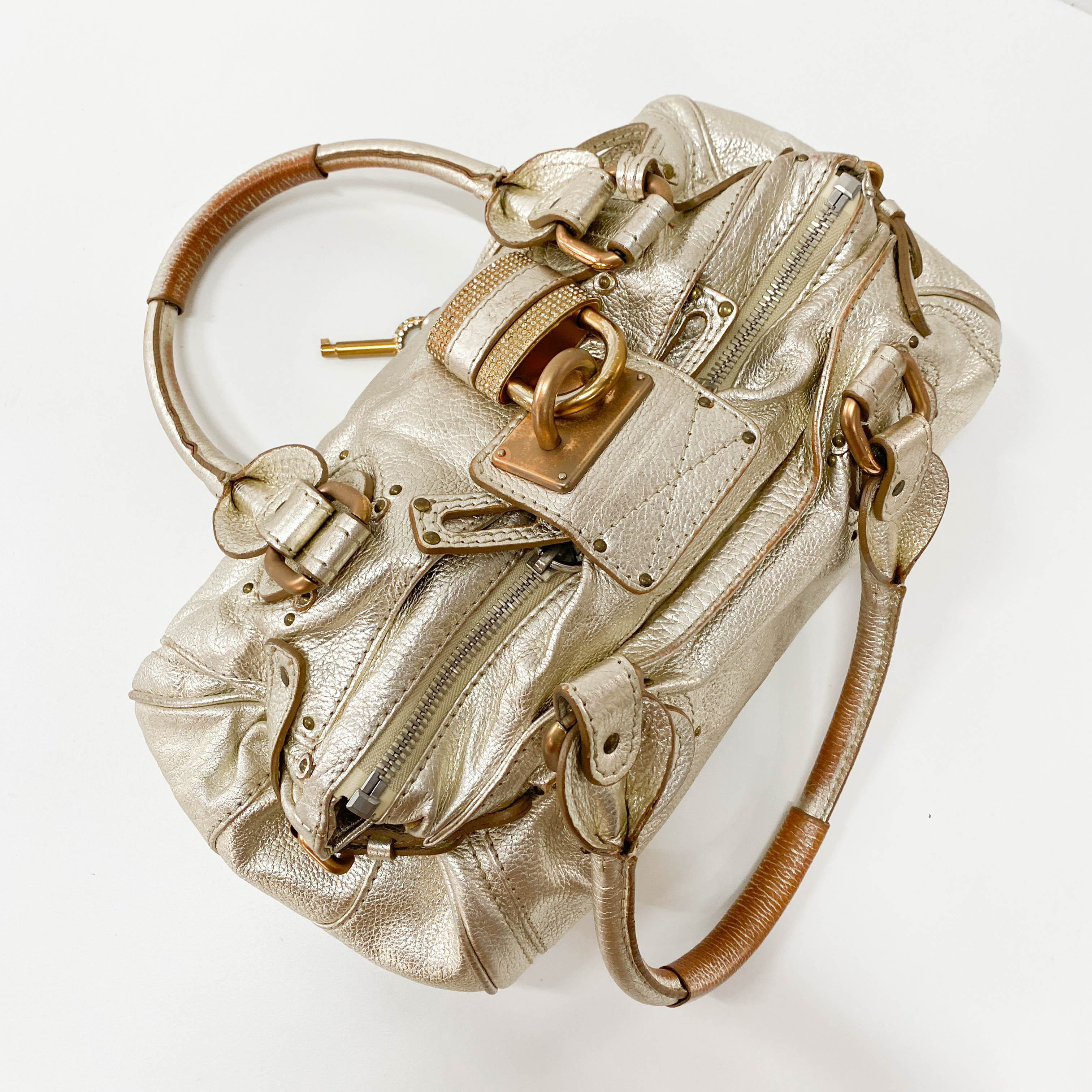 Gold Paddington Rhinestone Shoulder Bag