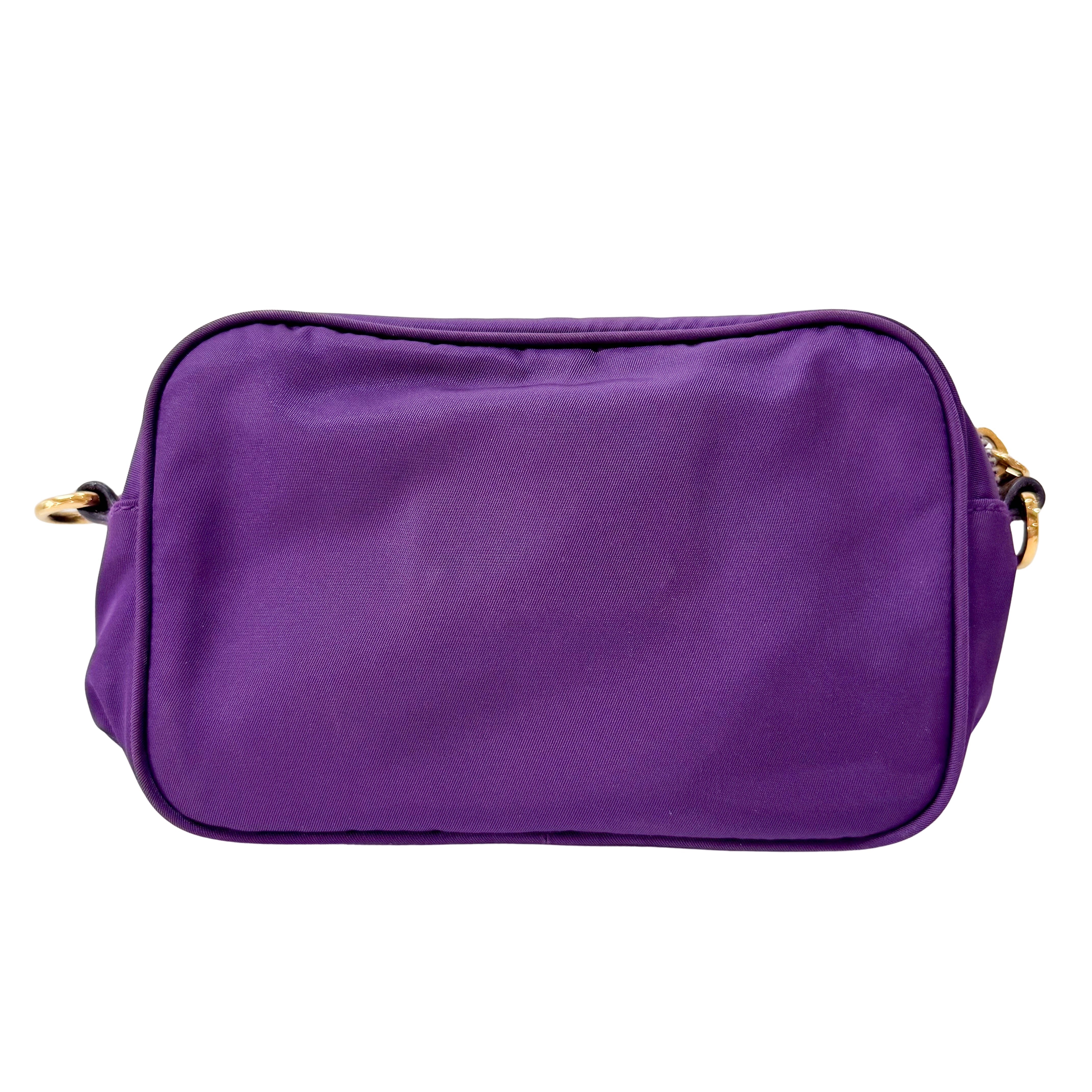 Purple Crystals Nylon Pochette Shoulder Bag