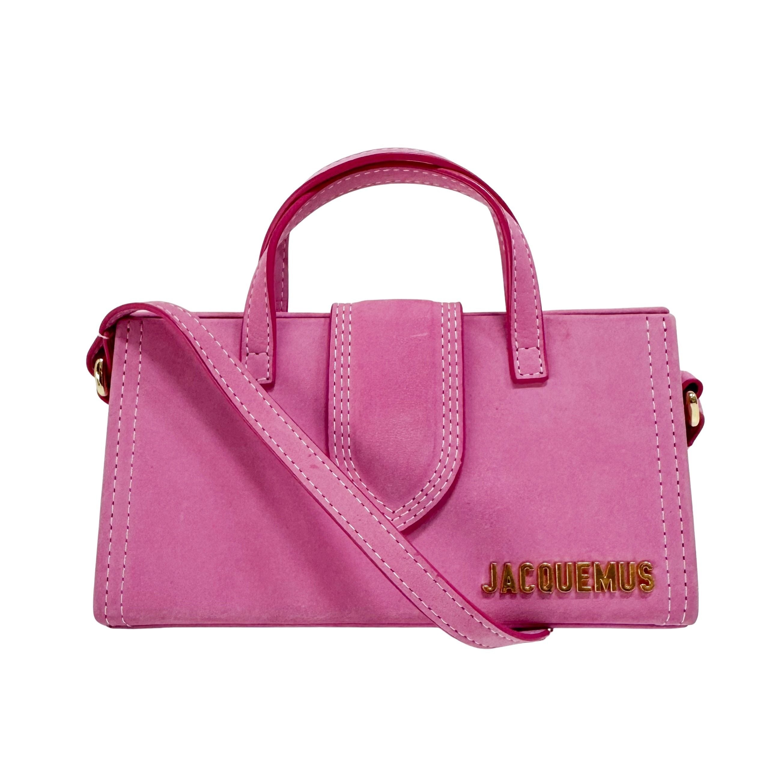 Le Sac Pyramide Pink Suede Two Way Bag