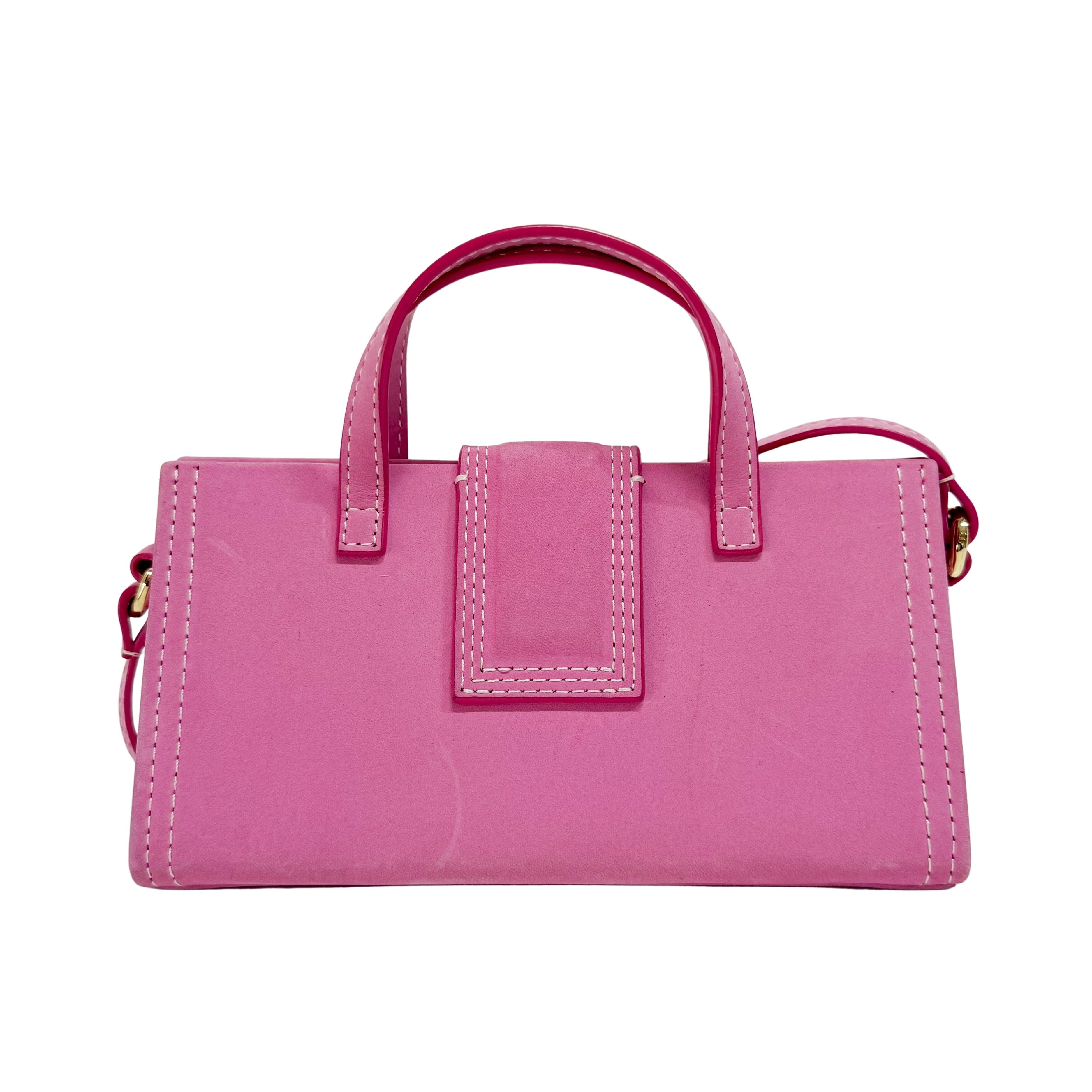 Le Sac Pyramide Pink Suede Two Way Bag