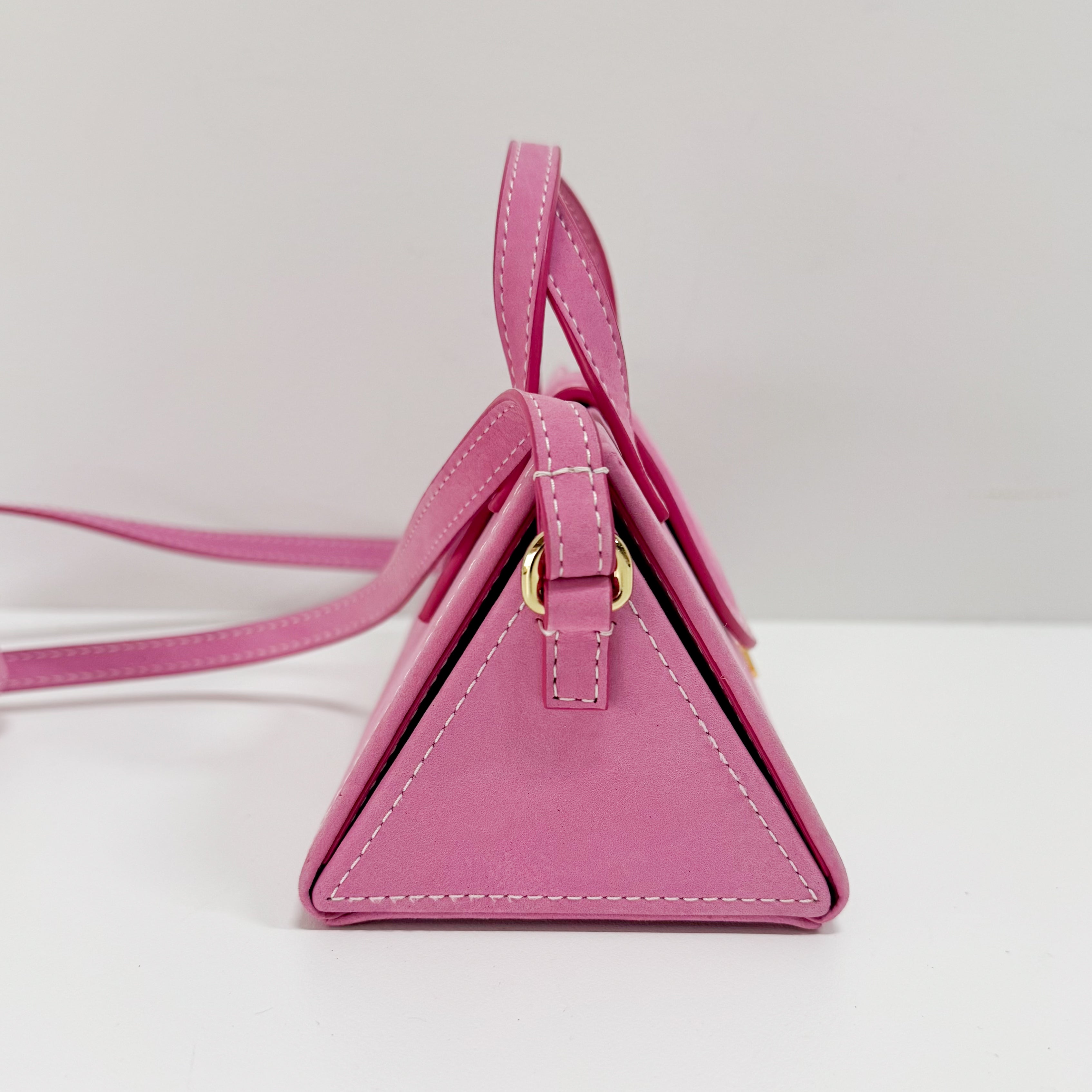 Le Sac Pyramide Pink Suede Two Way Bag