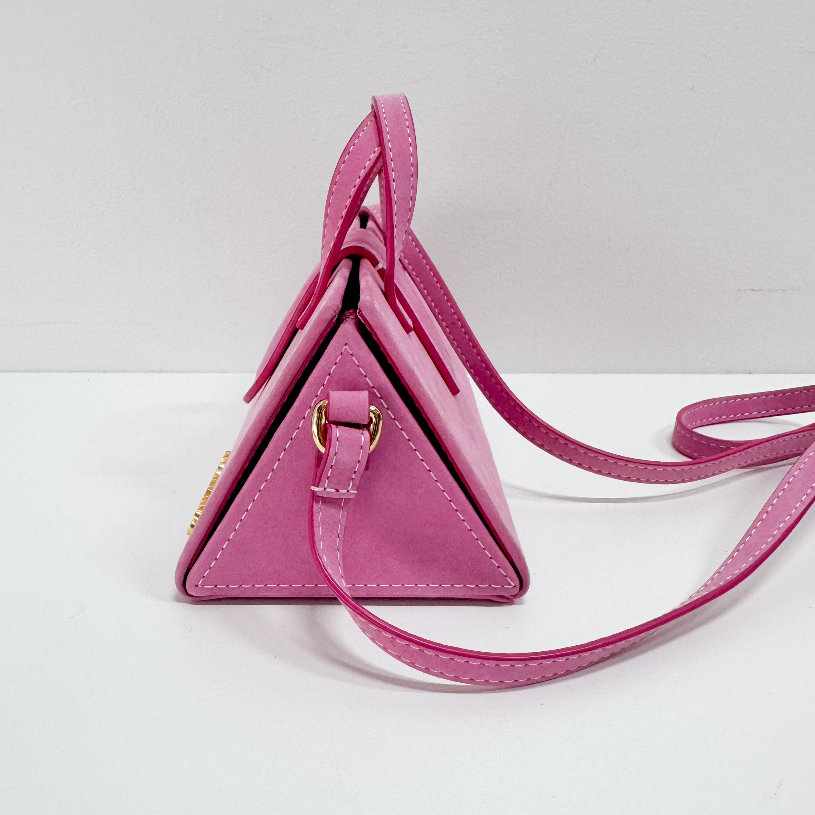 Le Sac Pyramide Pink Suede Two Way Bag