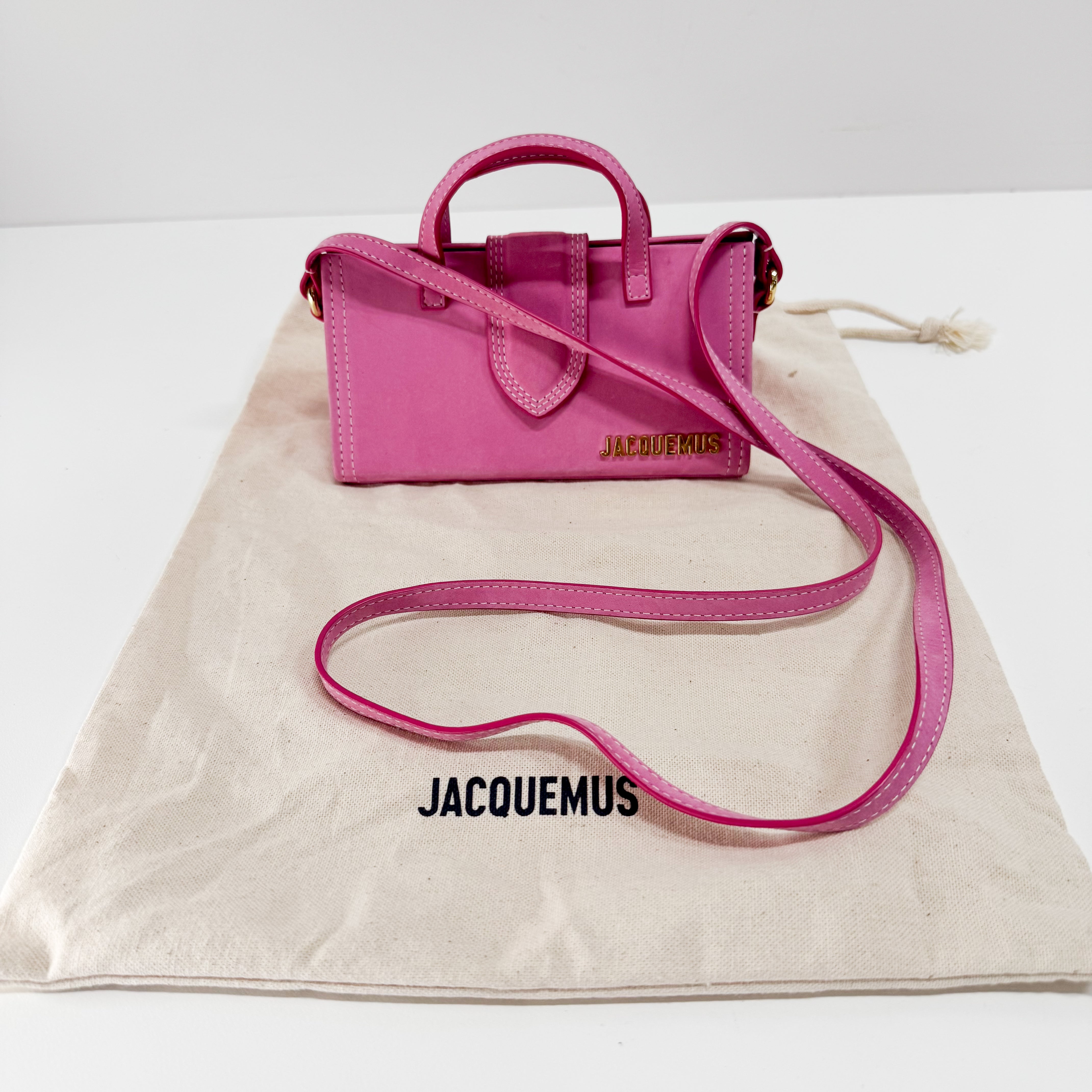 Le Sac Pyramide Pink Suede Two Way Bag
