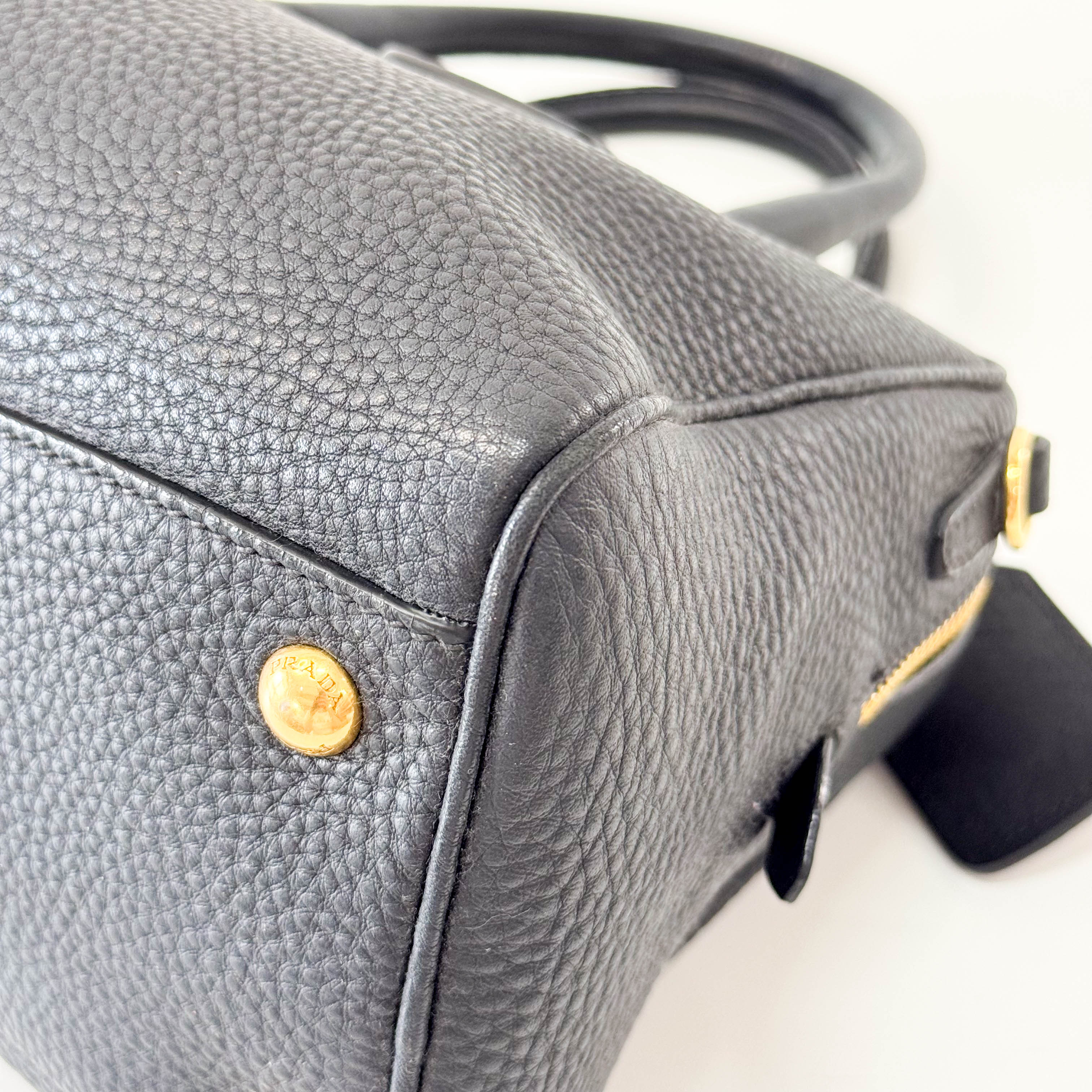 Black Leather Boston Bag