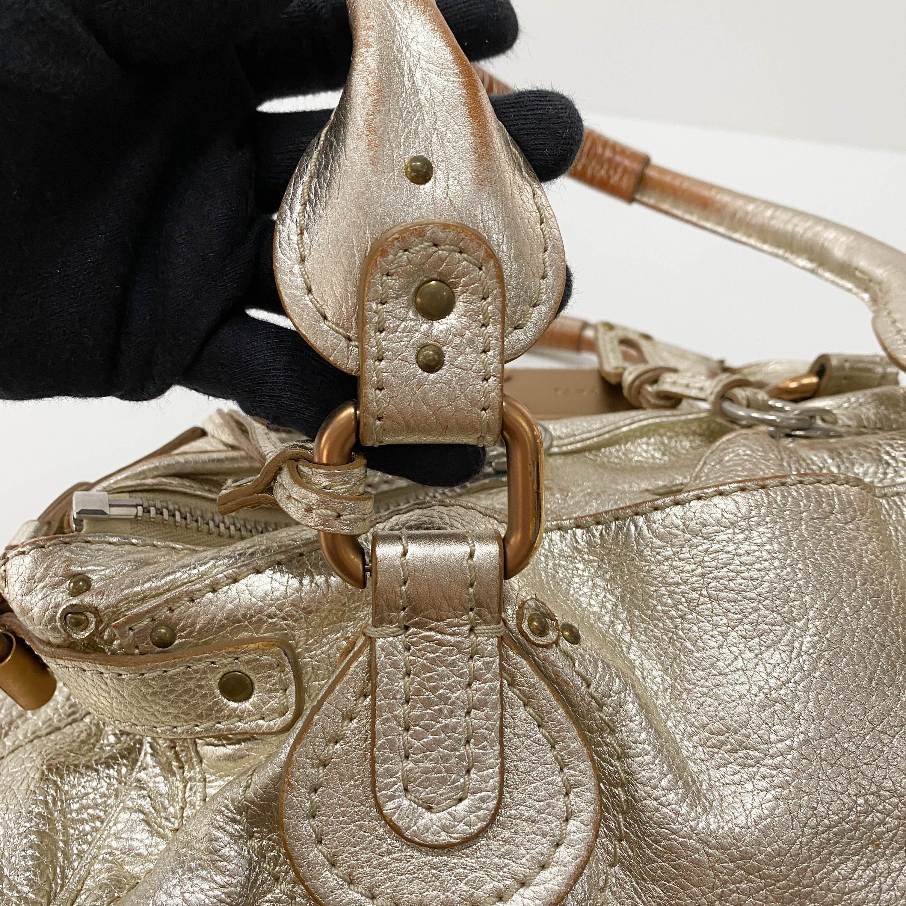 Gold Paddington Rhinestone Shoulder Bag