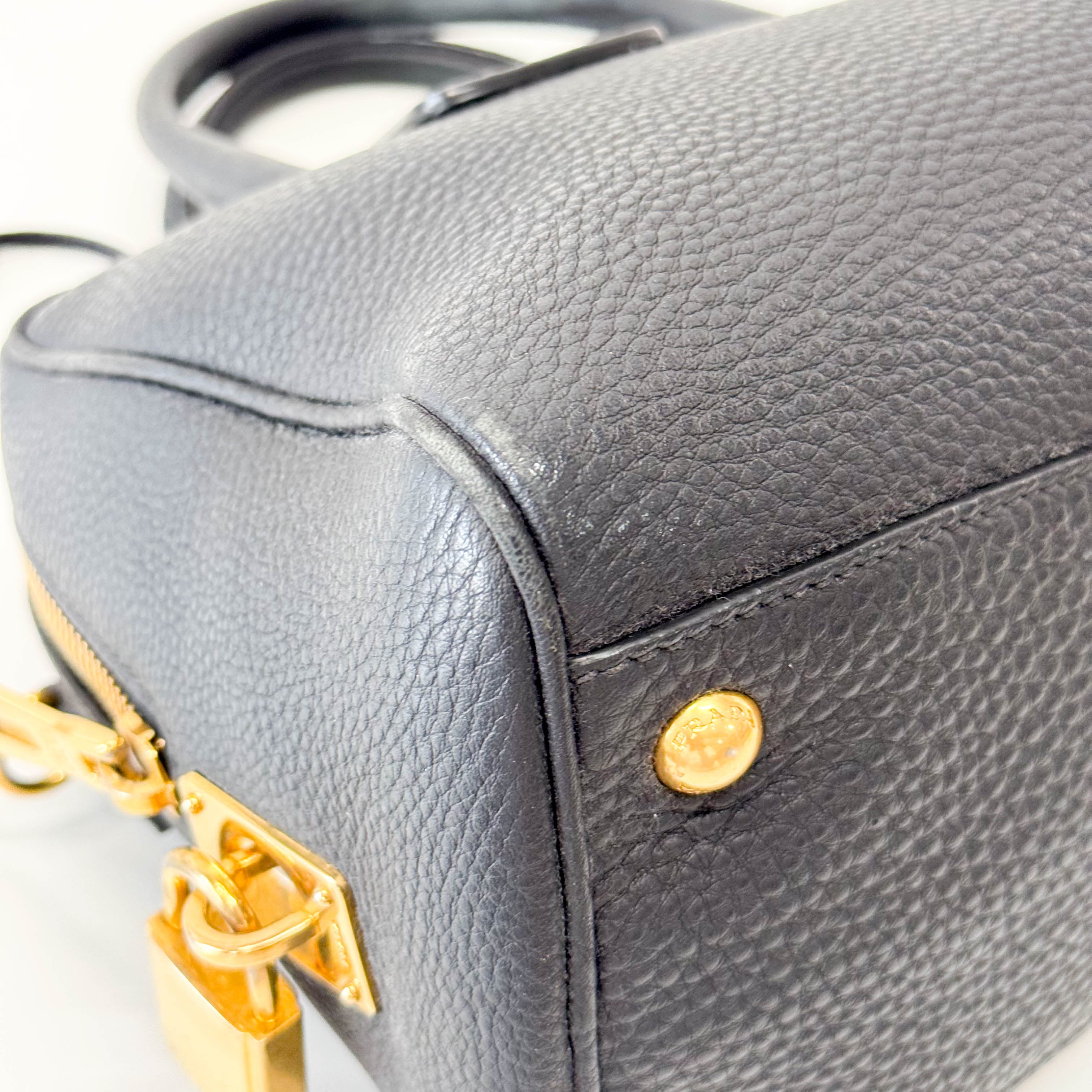 Black Leather Boston Bag