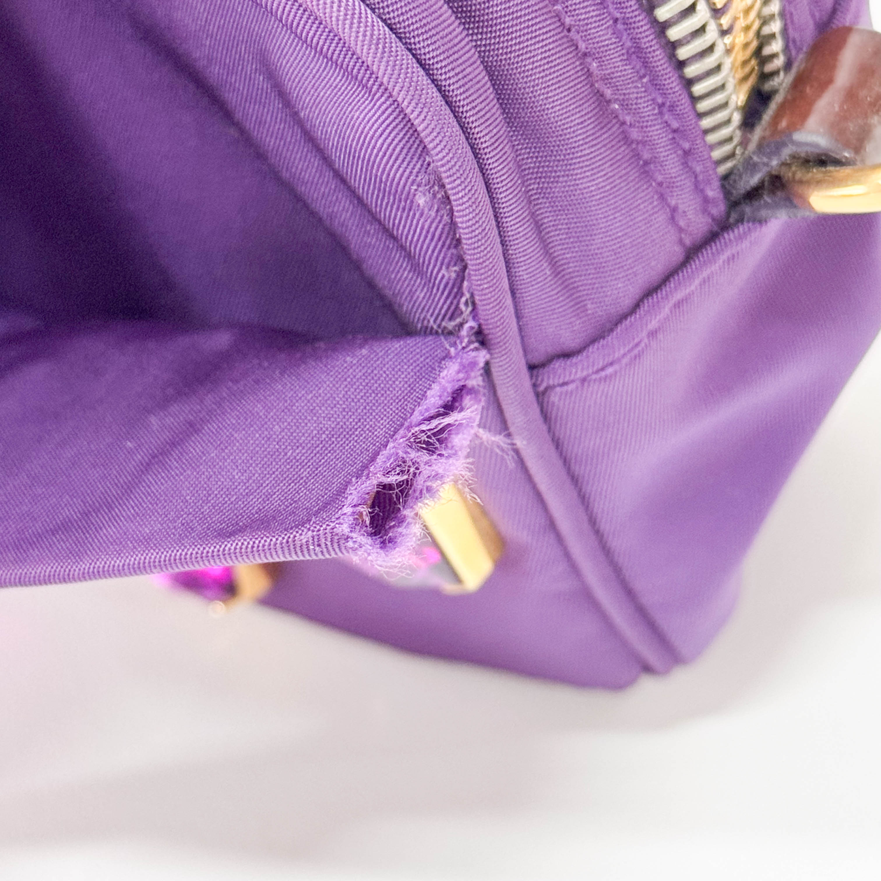 Purple Crystals Nylon Pochette Shoulder Bag