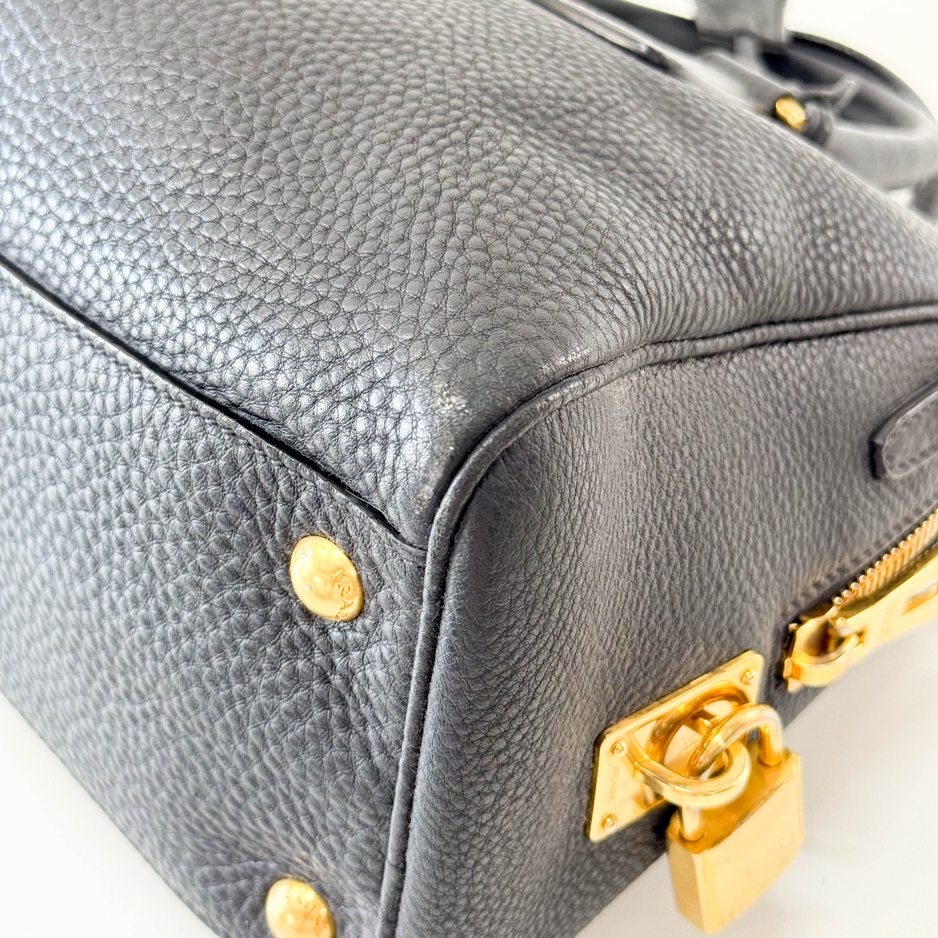 Black Leather Boston Bag