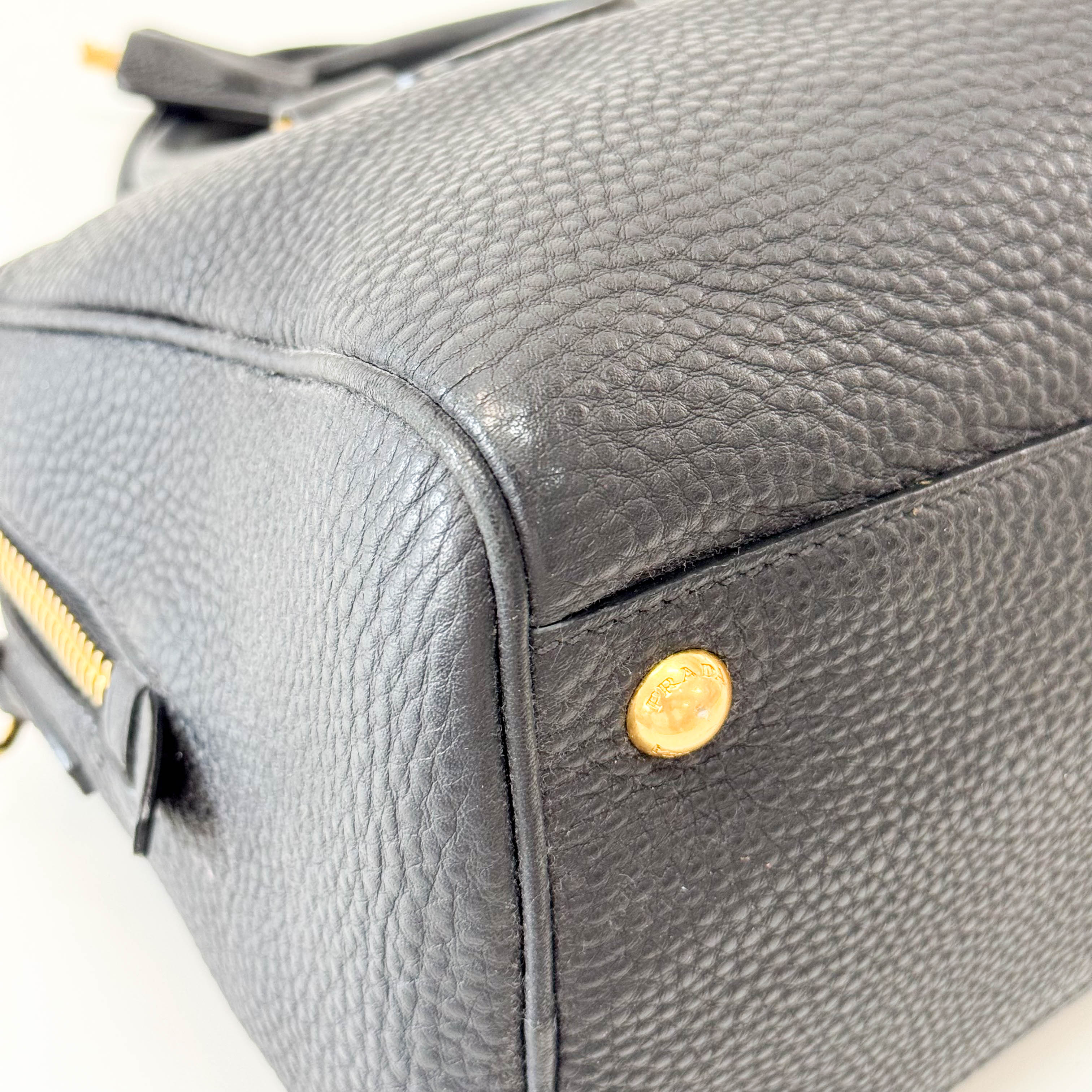 Black Leather Boston Bag