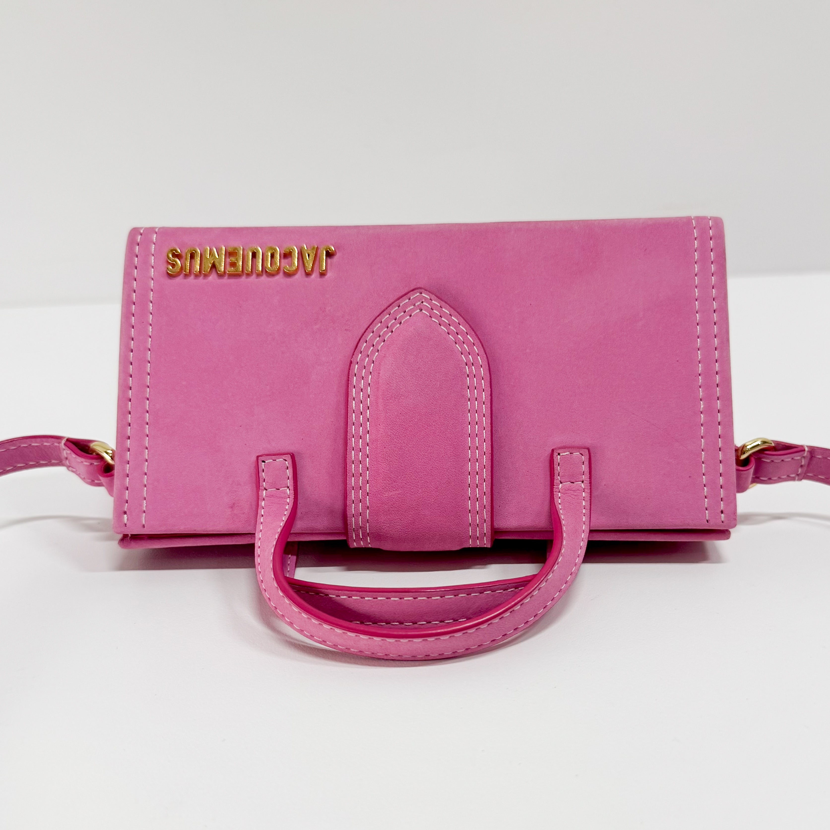 Le Sac Pyramide Pink Suede Two Way Bag