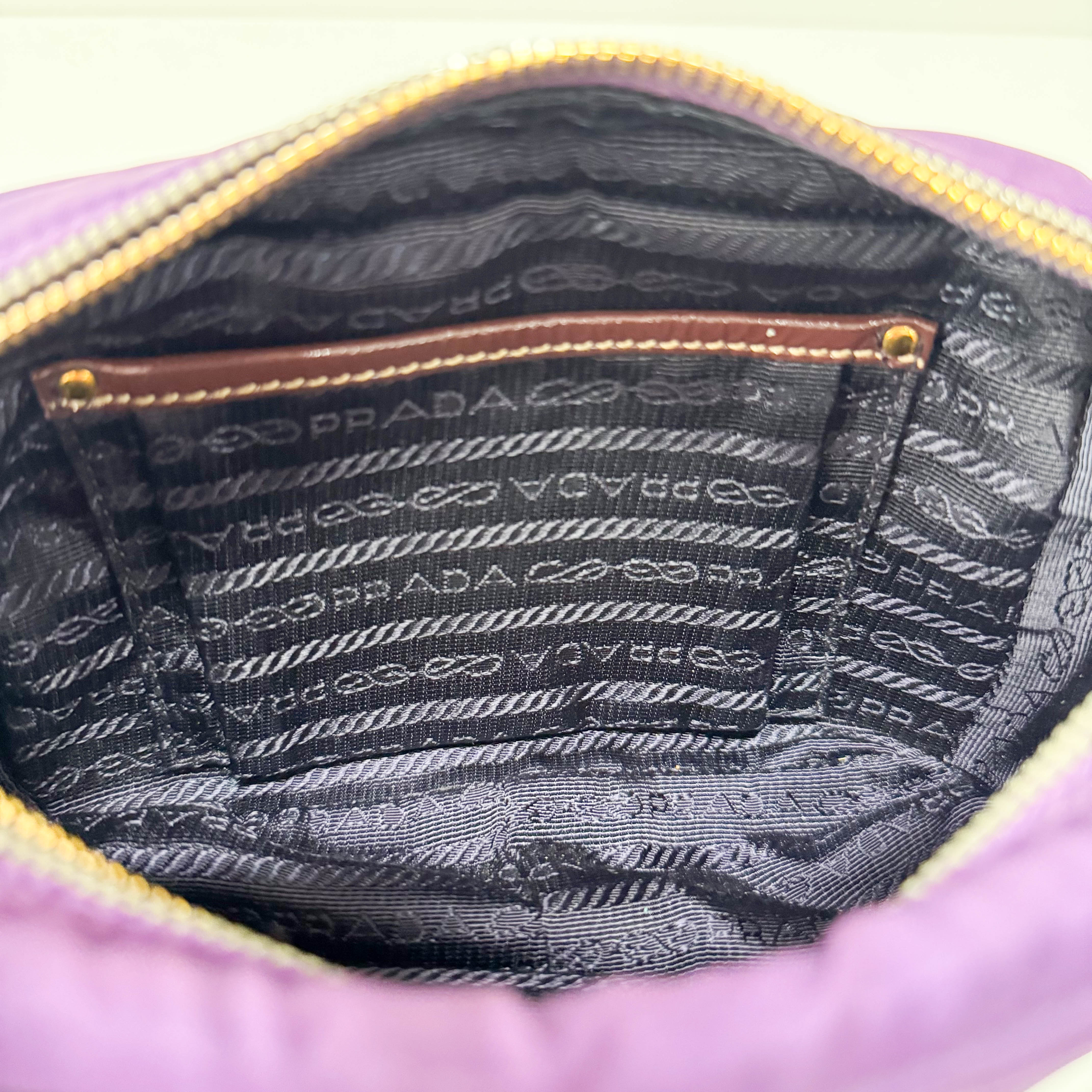Purple Crystals Nylon Pochette Shoulder Bag
