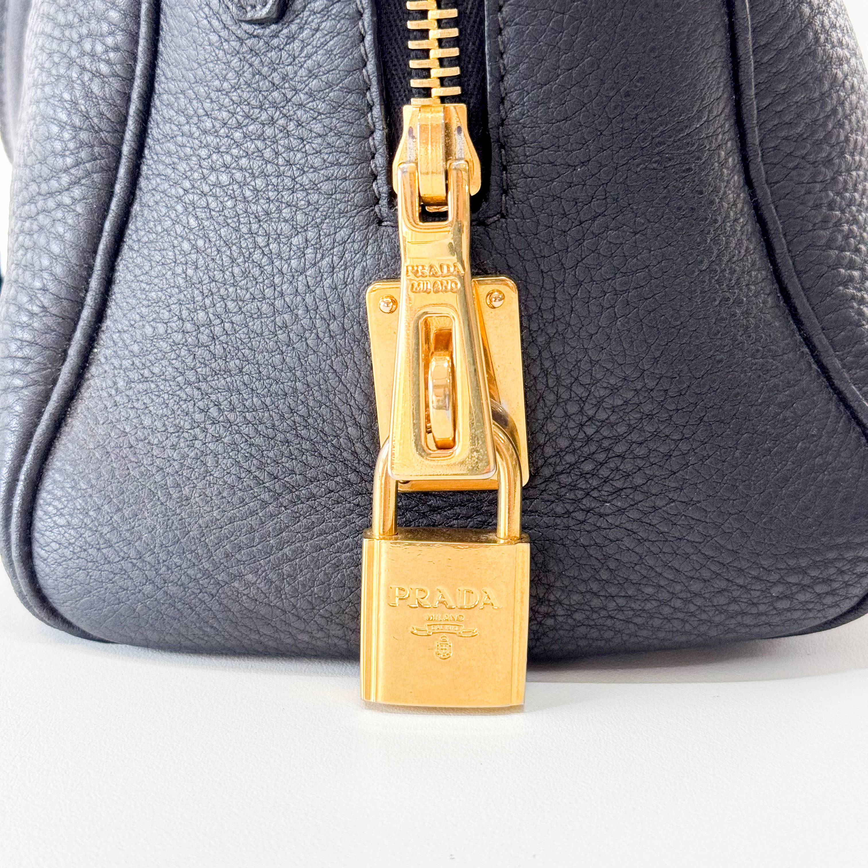 Black Leather Boston Bag