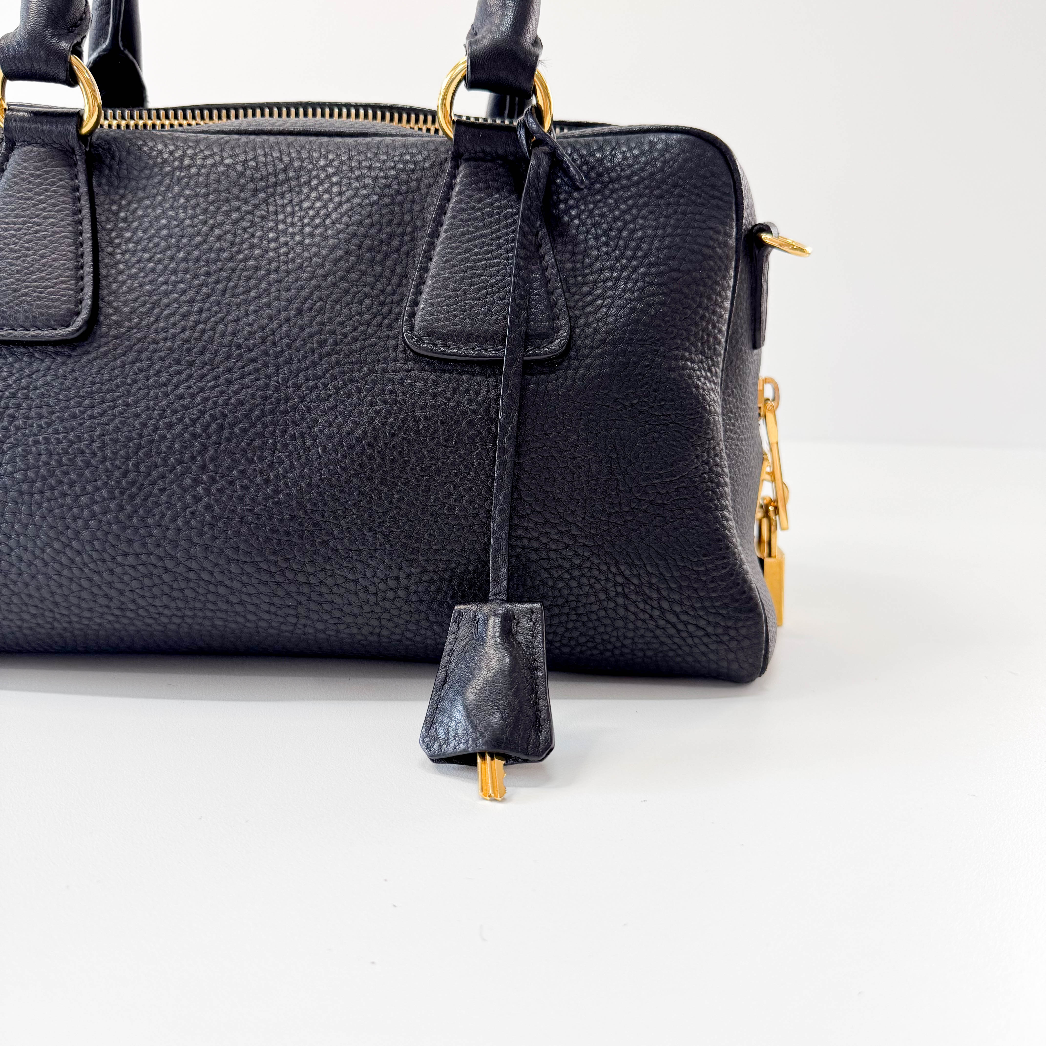 Black Leather Boston Bag