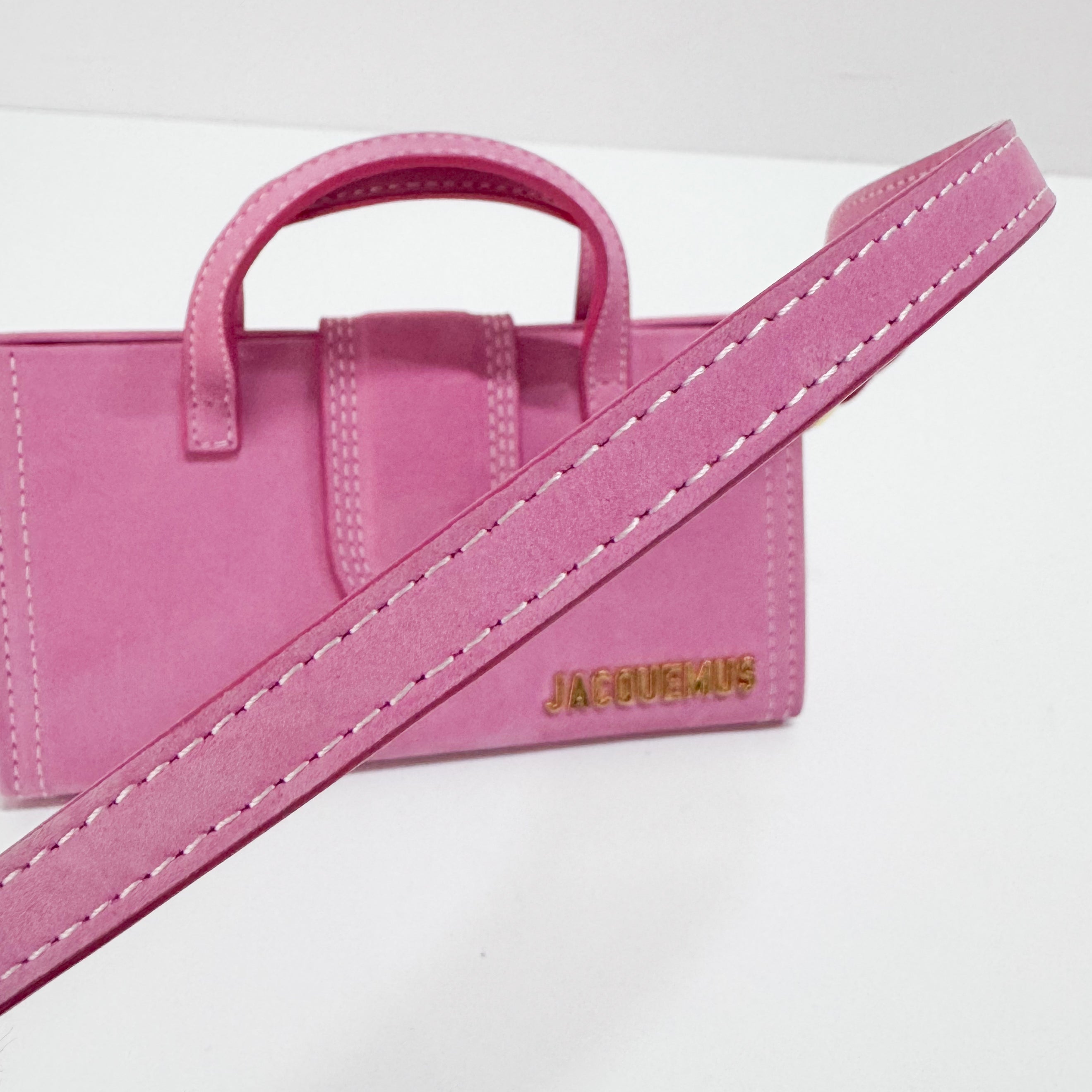 Le Sac Pyramide Pink Suede Two Way Bag