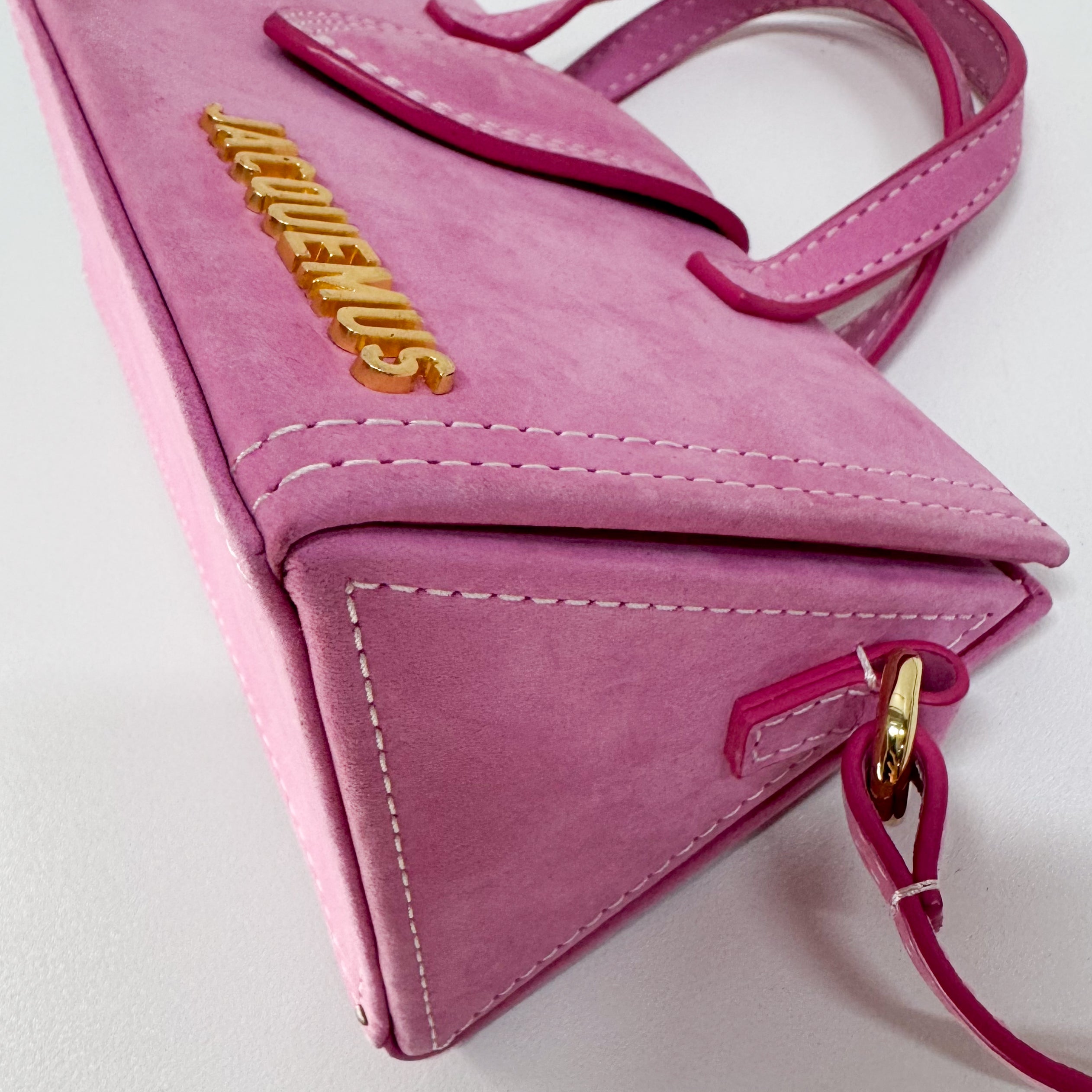Le Sac Pyramide Pink Suede Two Way Bag