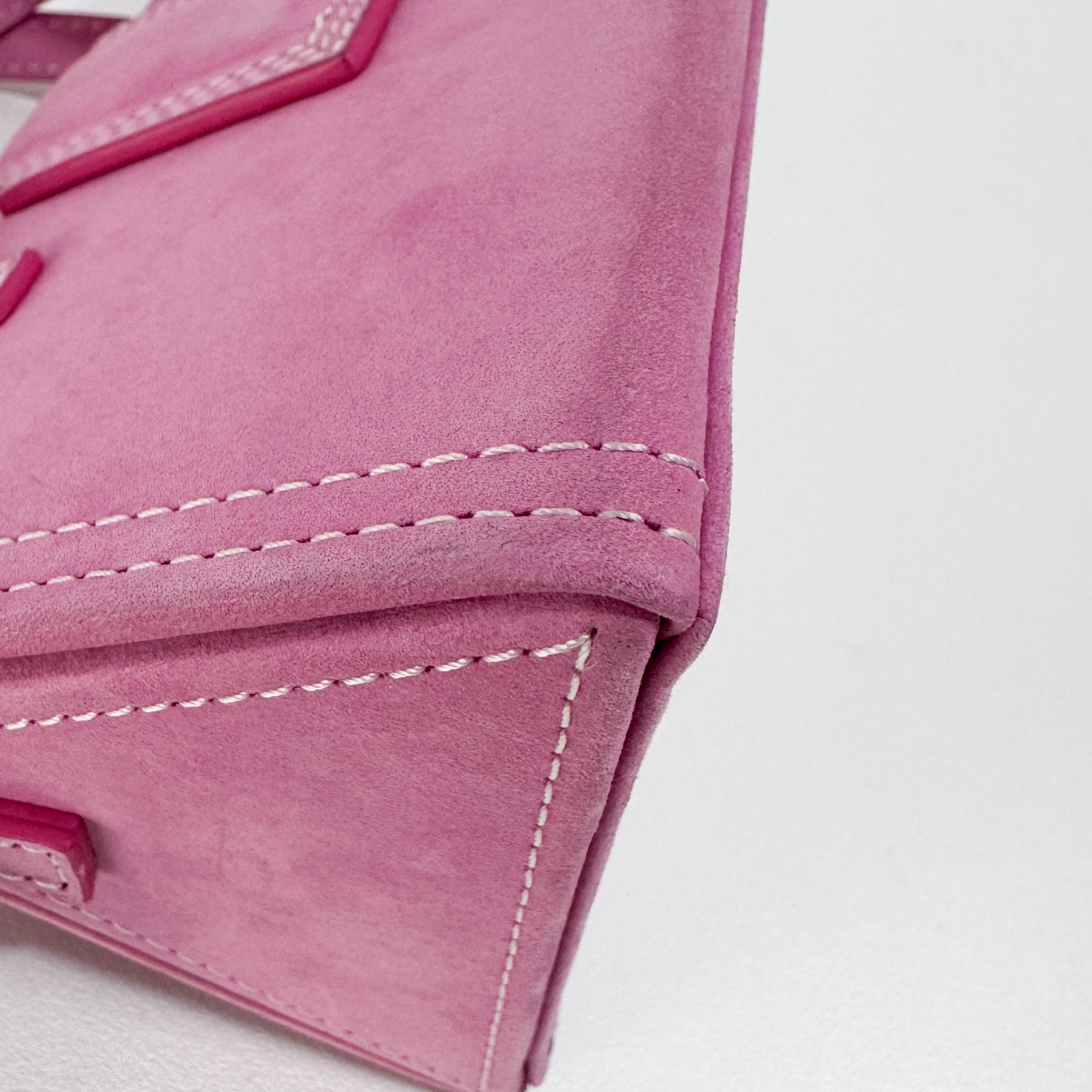 Le Sac Pyramide Pink Suede Two Way Bag