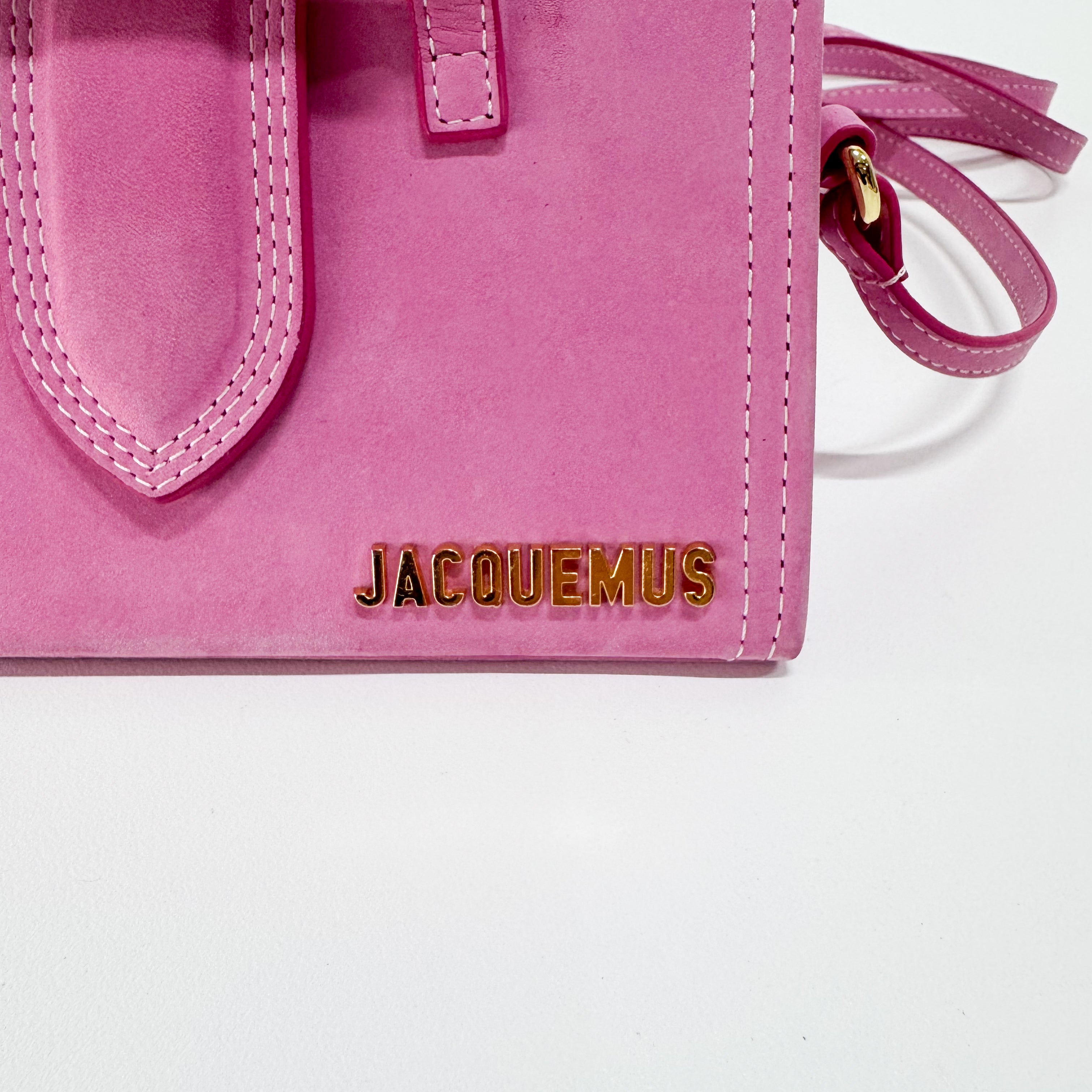 Le Sac Pyramide Pink Suede Two Way Bag