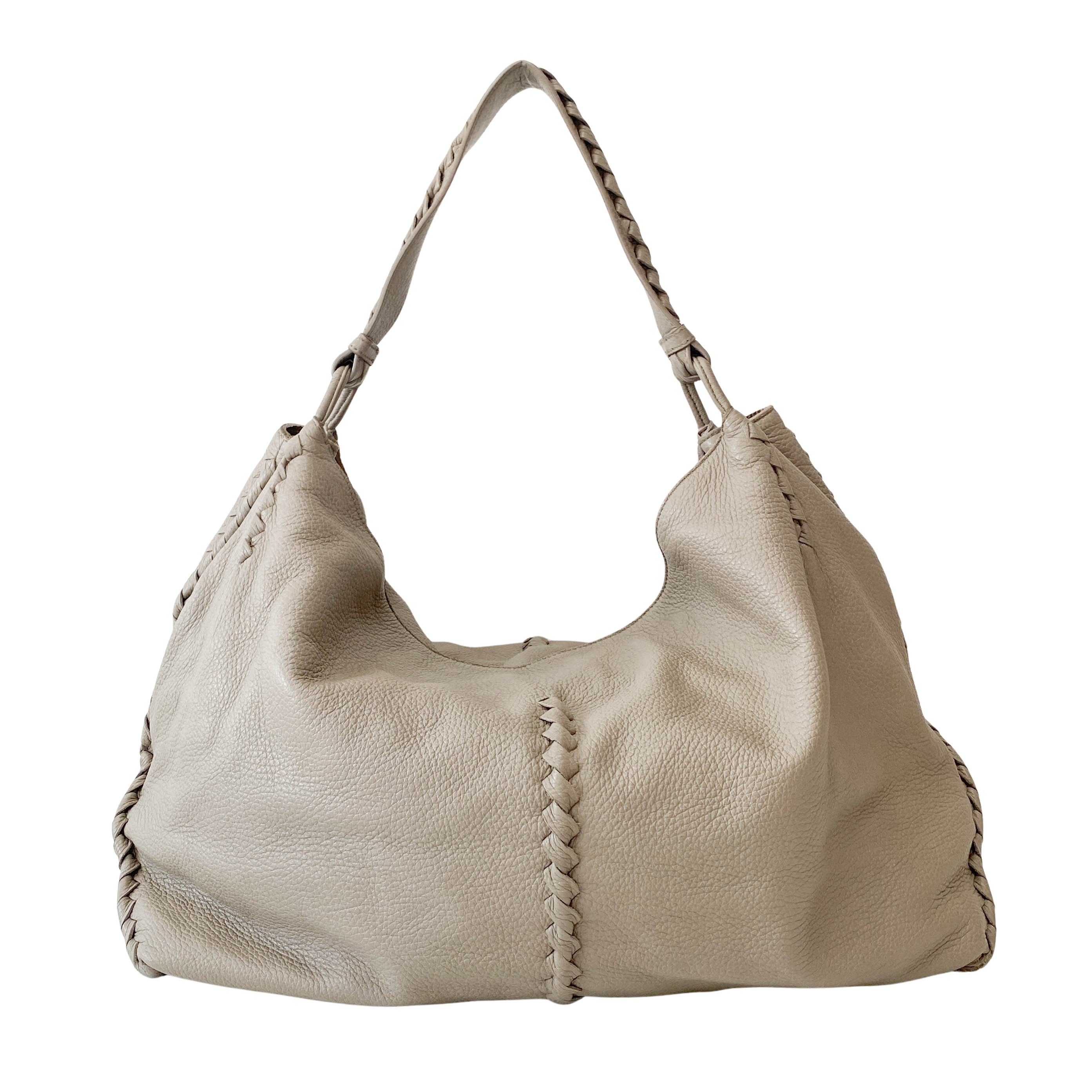 Grey Leather Hobo