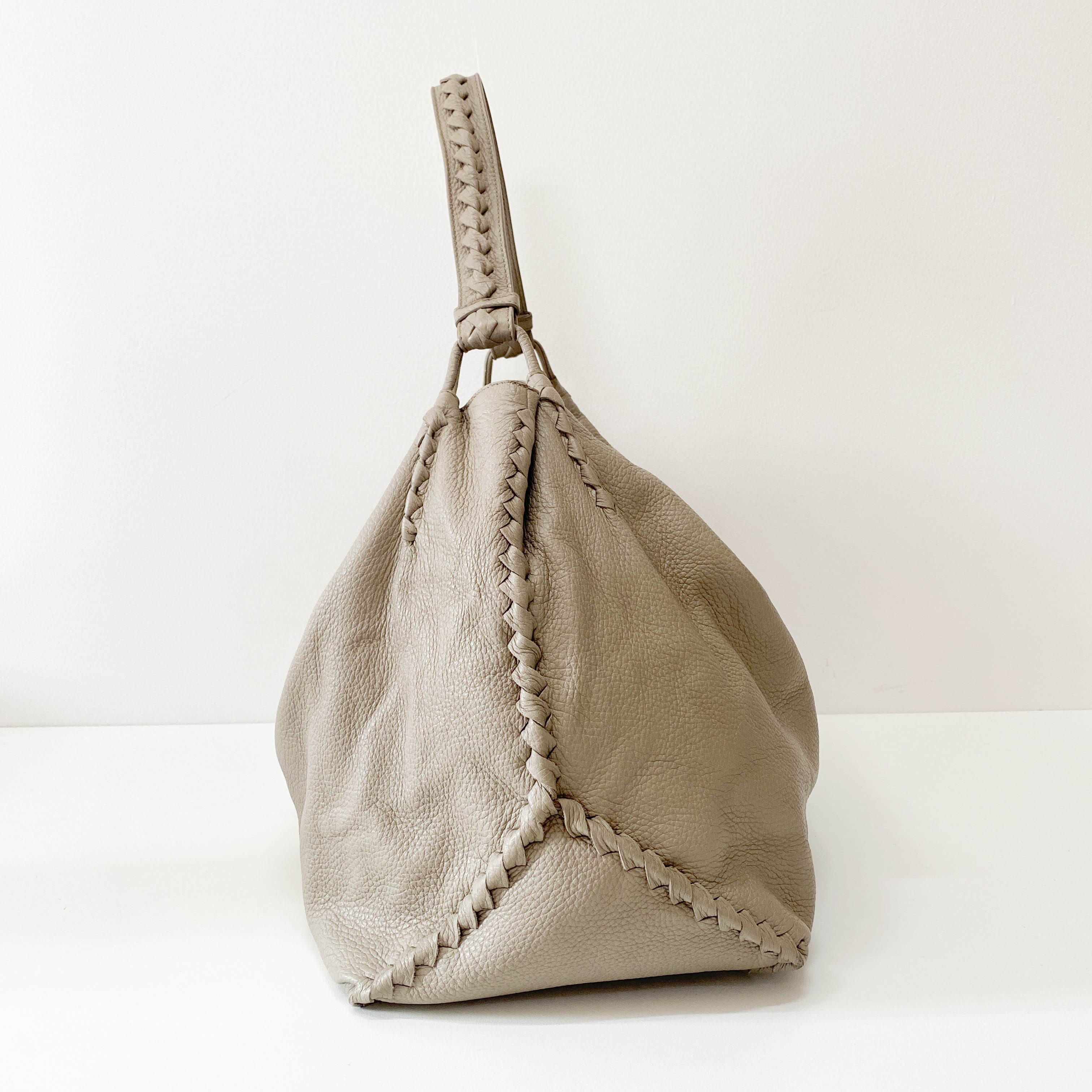 Grey Leather Hobo