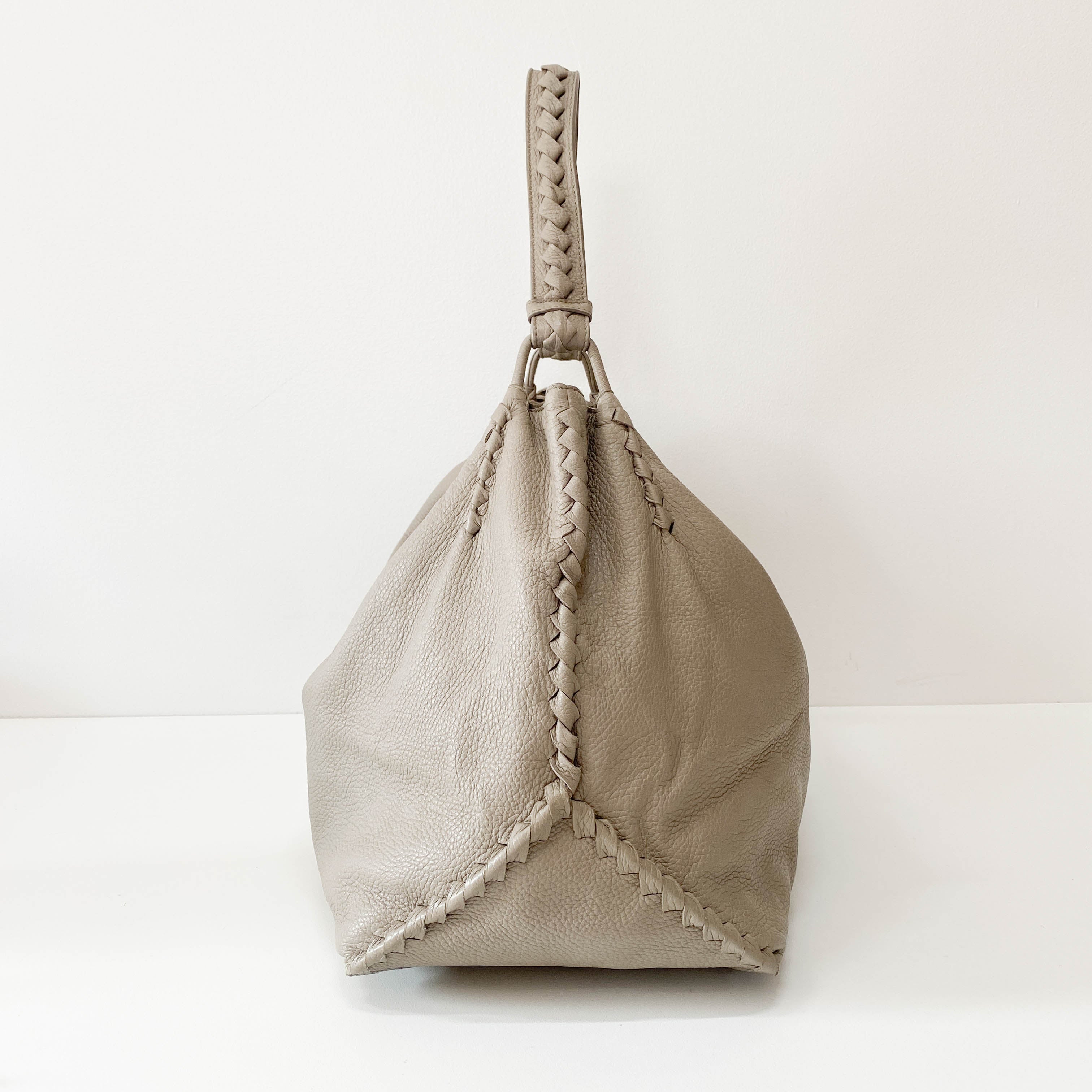 Grey Leather Hobo