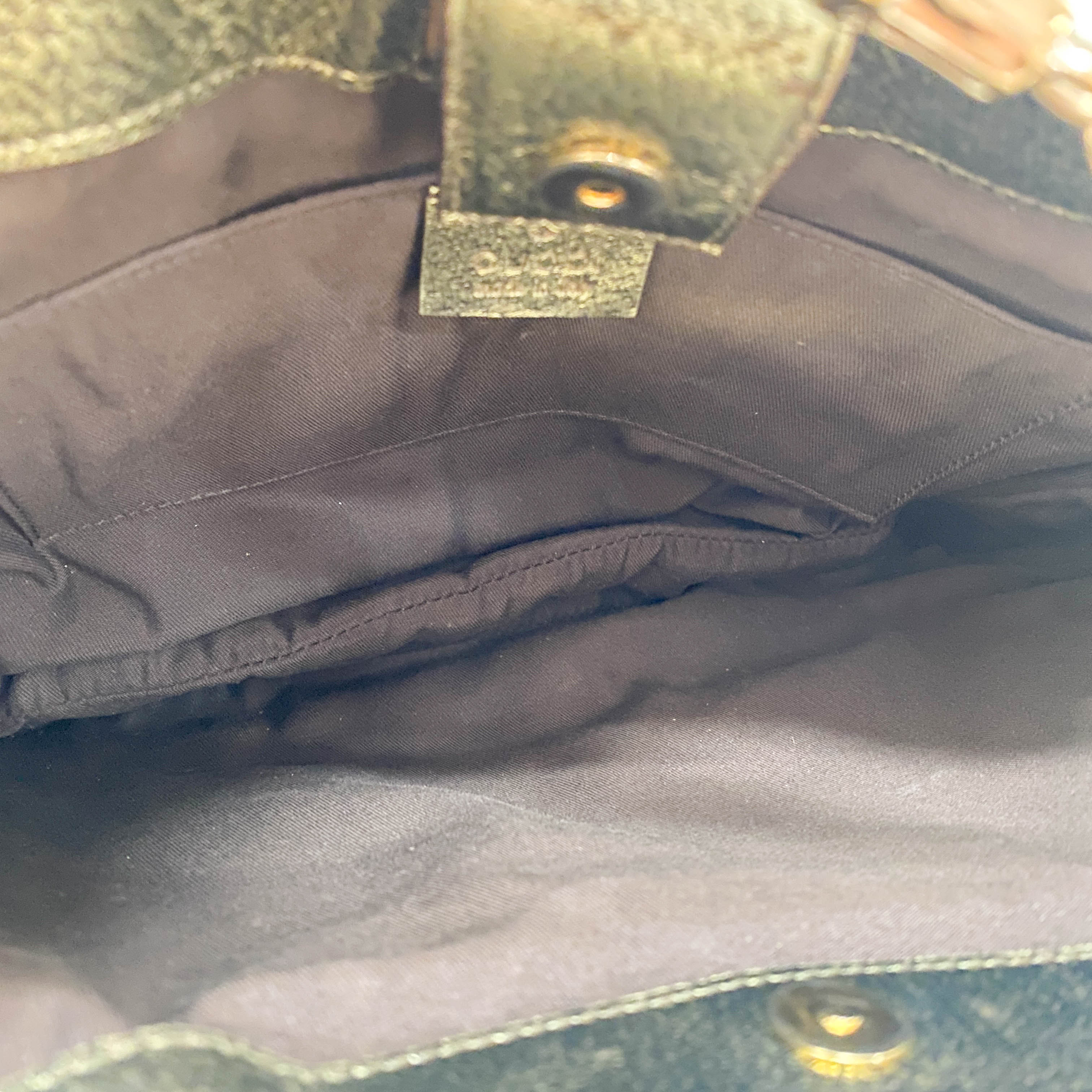 GG Canvas Gold Leather Bamboo Metal Chain Shoulder Bag