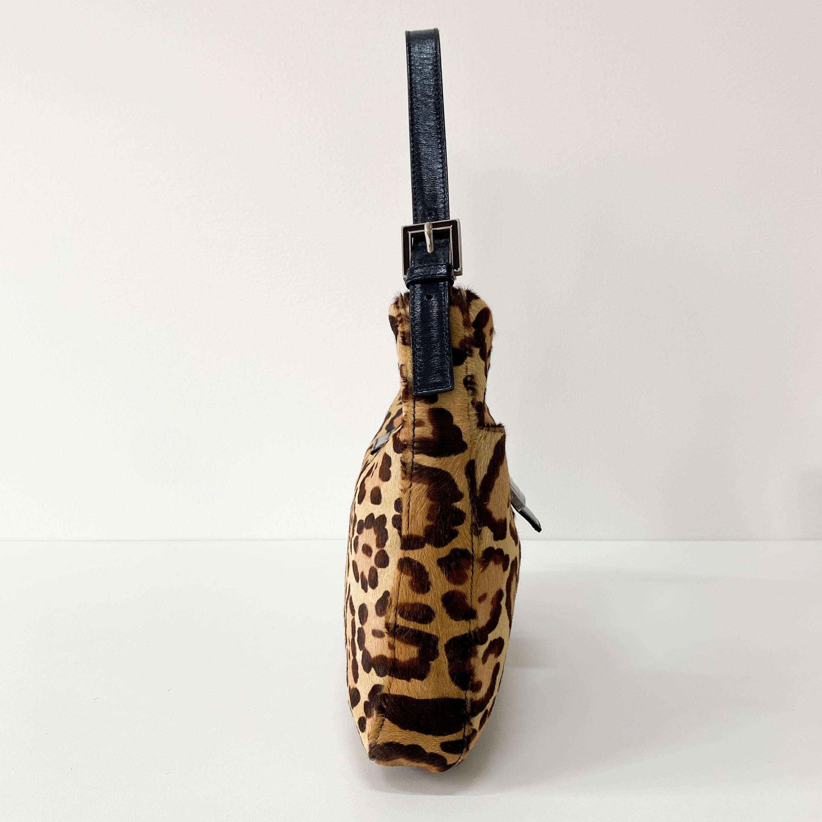 Baguette Leopard Pony Hair Hobo Shoulder Bag